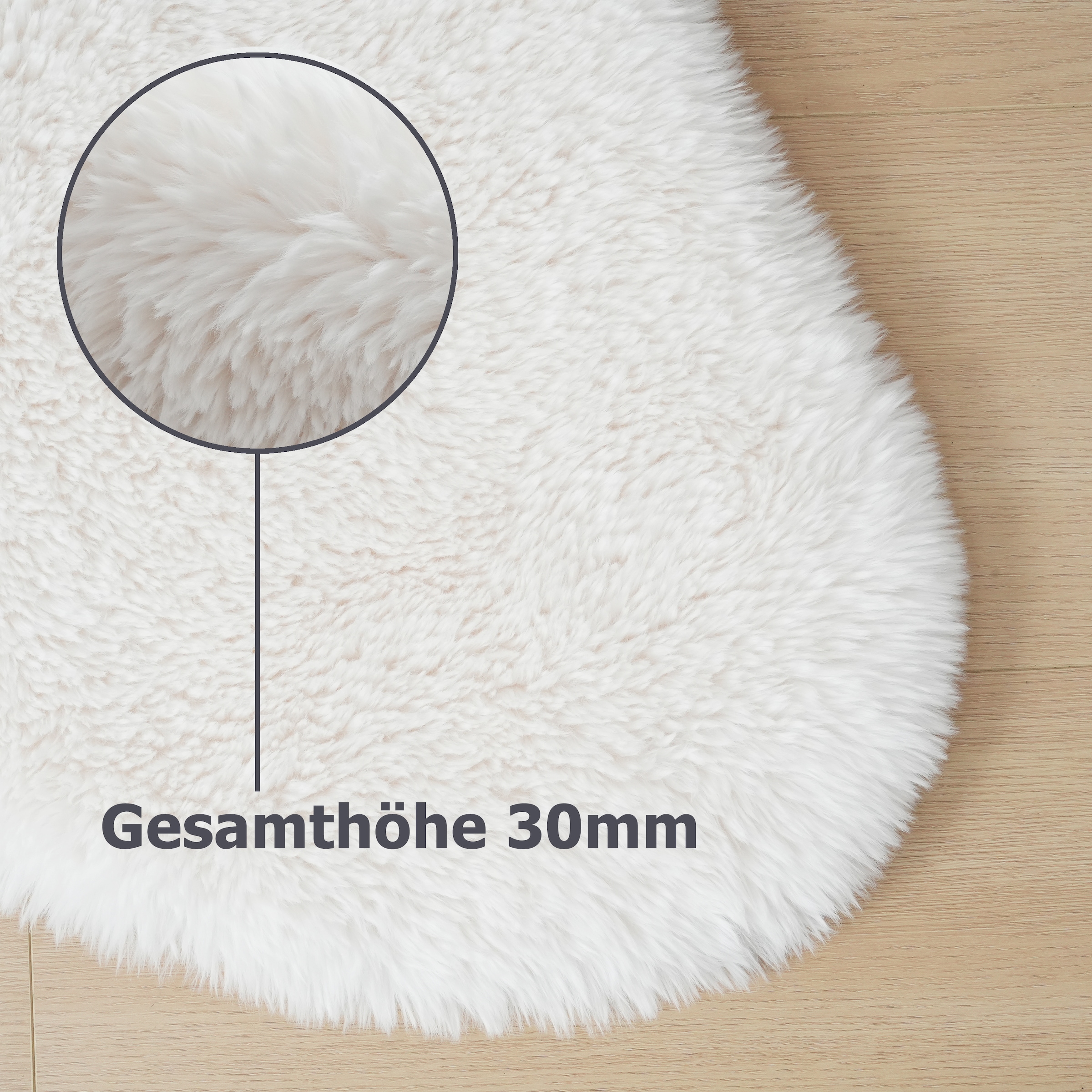 OTTO home Hochflor-Teppich »Mollin, Fellform, leichter Glanz« rechteckig 30 mm Höhe Kunstfell, Fellimitat, waschbar, flauschig, weich, Wohnzimmer