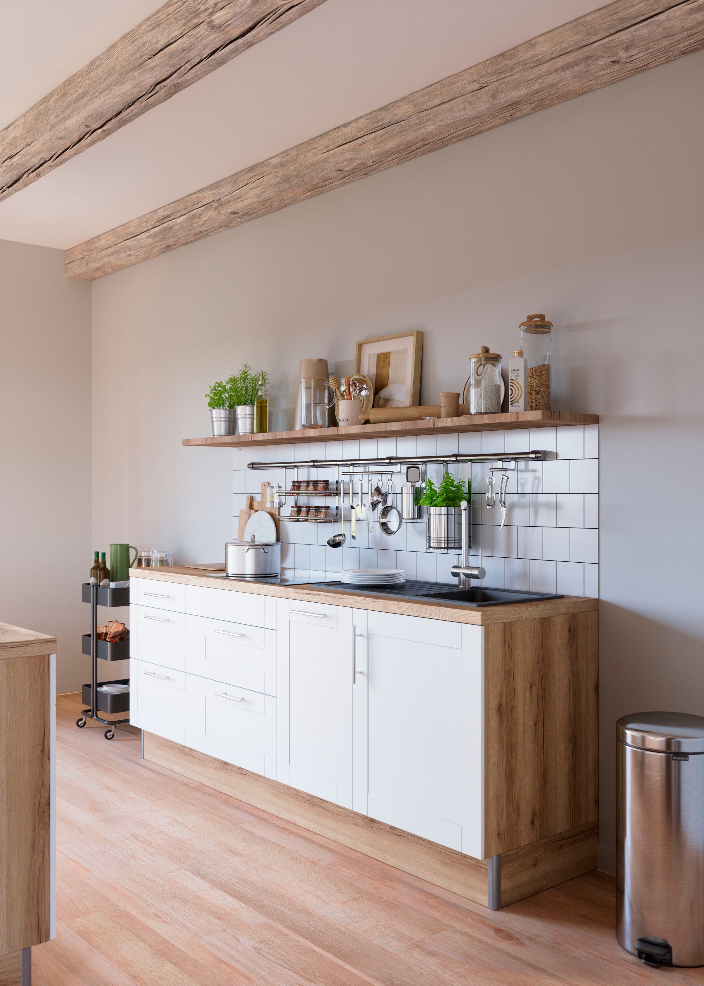 OPTIFIT Küche »Ahus«, Breite 225 cm, wahlw. Mit E-Geräten, Soft Close Funktion, MDF Fronten