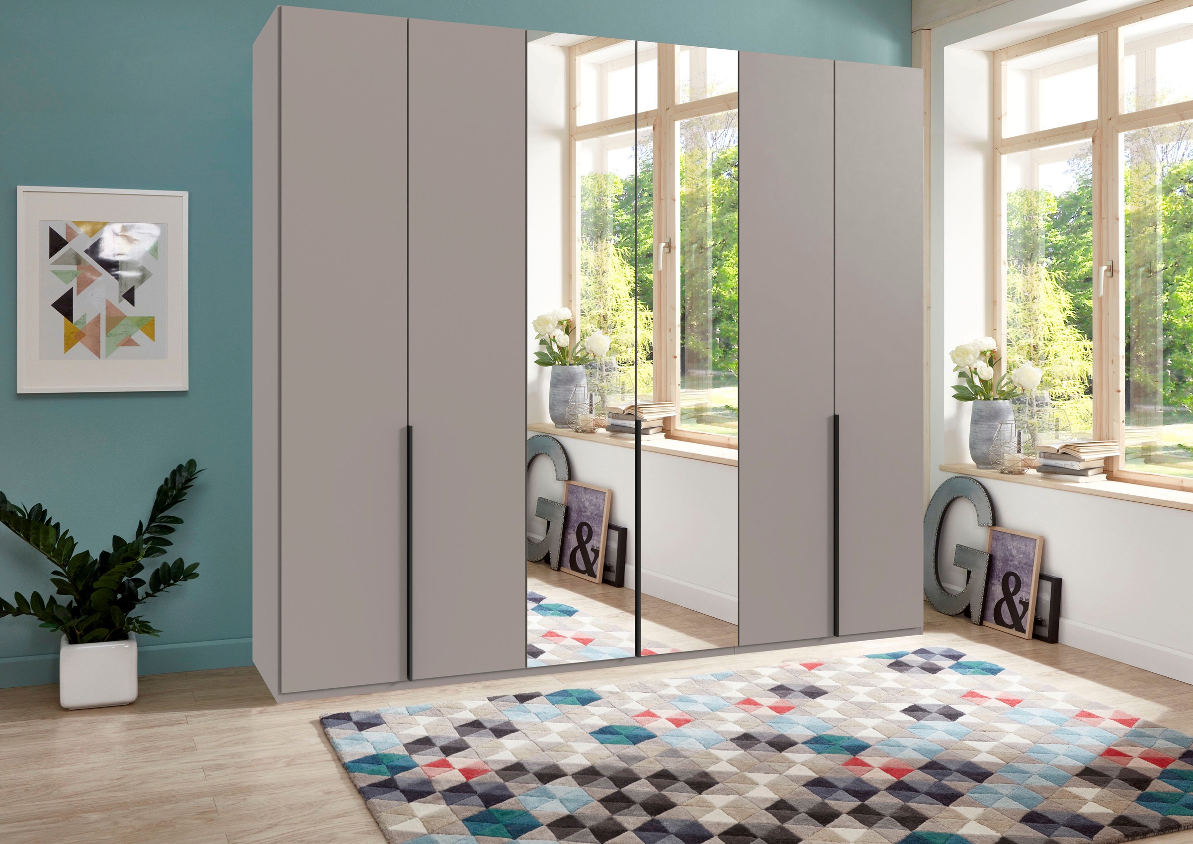 Wimex Kleiderschrank »Mugano,in 8 Breiten,3 Höhen,2 Tiefen, viele Farben, Made in Germany«, (in Basic oder Premium Ausstattung mit 2 weiteren Einlegeböden), mit langen oder kurzen Griffen aus Metall, mit oder ohne Spiegel