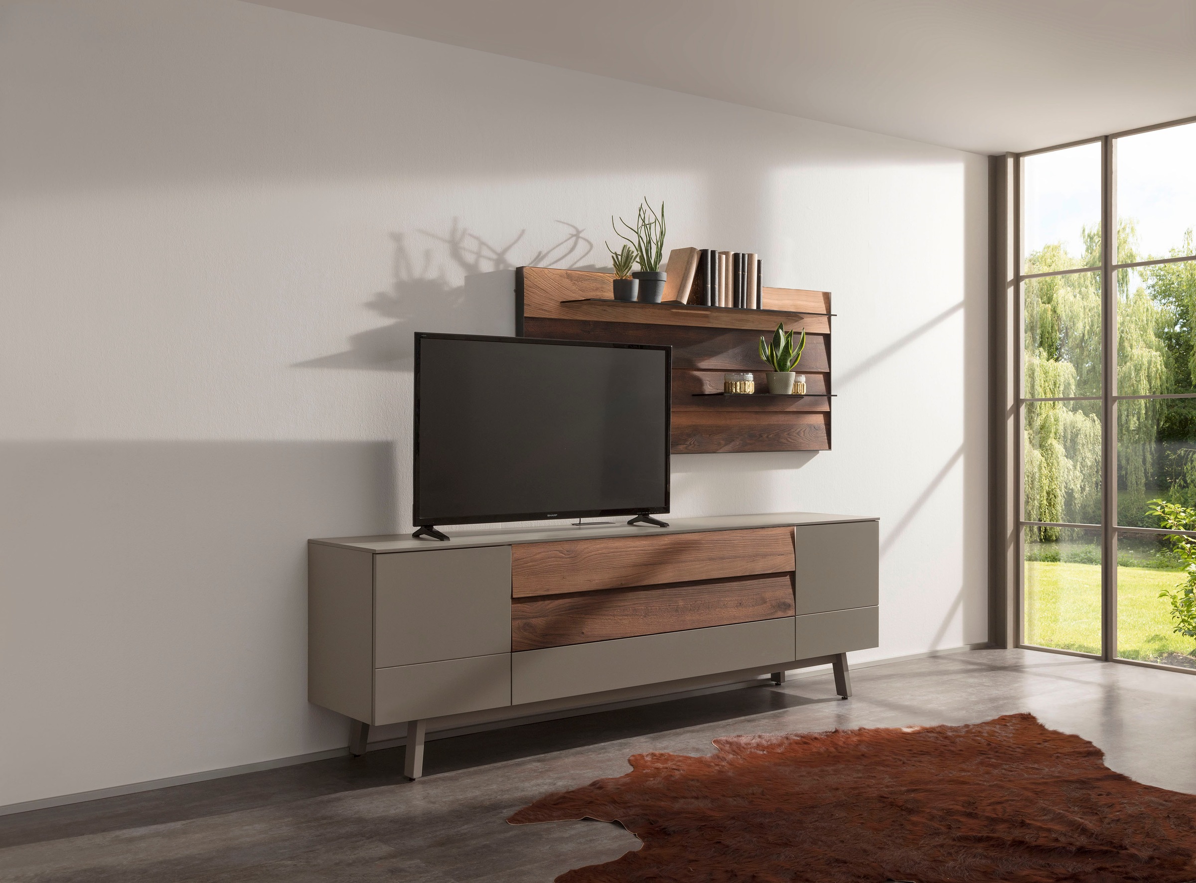 GWINNER TV-Wand »Misano MI109«, (2 St.), in Lack fango, mit Wandpaneel, wahlweise mit... kaufen