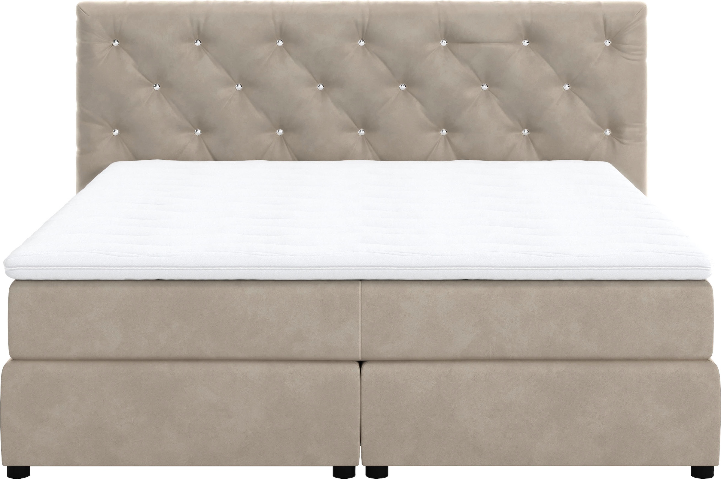 COTTA Boxspringbett »Castle«, mit Strasssteinen im Kopfteil, inkl. Topper