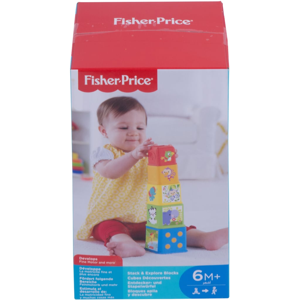 Fisher-Price® Stapelspielzeug »Entdecker- und Stapelwürfel«, (5 tlg.)