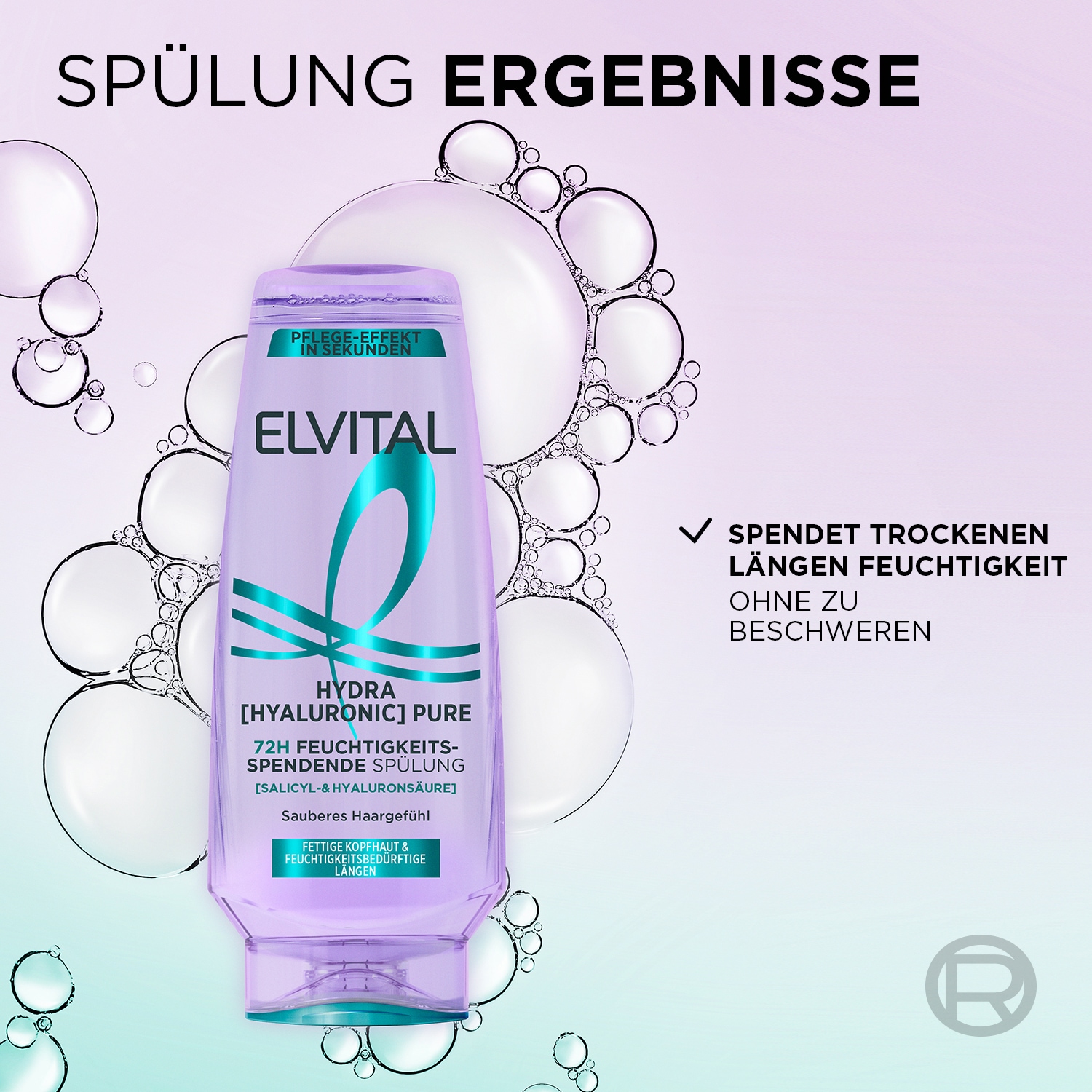 L'ORÉAL PARIS Haarspülung »L'Oréal Paris Elvital Hydra Hyaluronic Pure Spülung«, (Packung, 6 tlg.)
