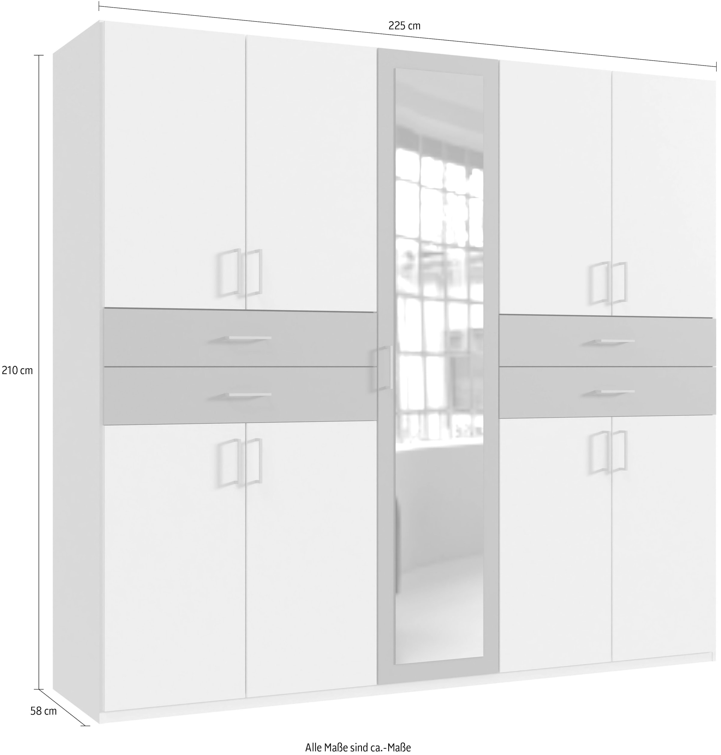 Wimex Kleiderschrank »Taiga Kleiderschrank mit Spiegel OTTOs Choice Topseller«, mit Schubladen auf bequemer Höhe, Garderobe Schlafzimmerschrank