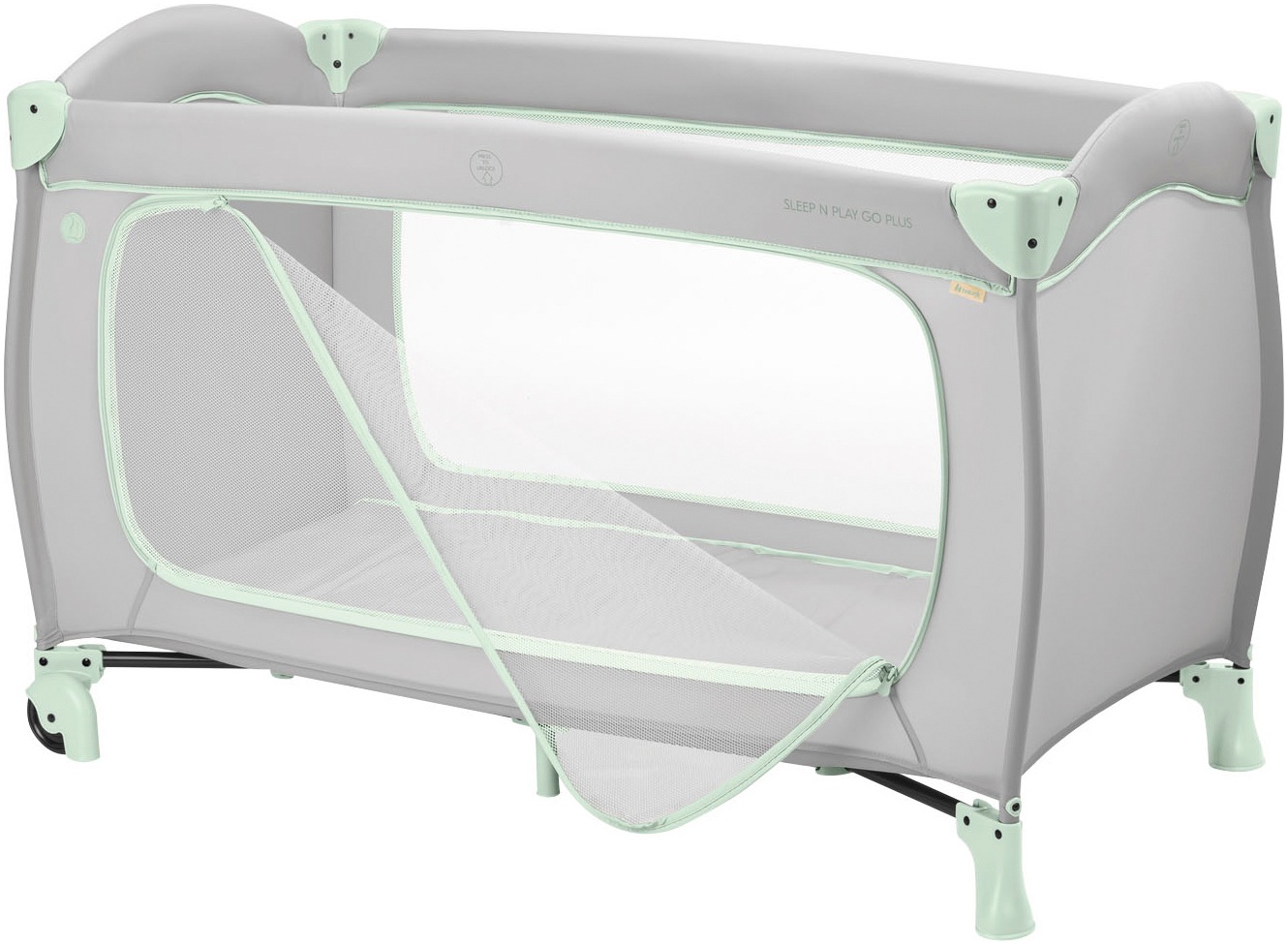 Hauck Baby-Reisebett »Sleep N Play Go Plus, Dusty Mint«, mit integrierten Rädern; Vorderausstieg