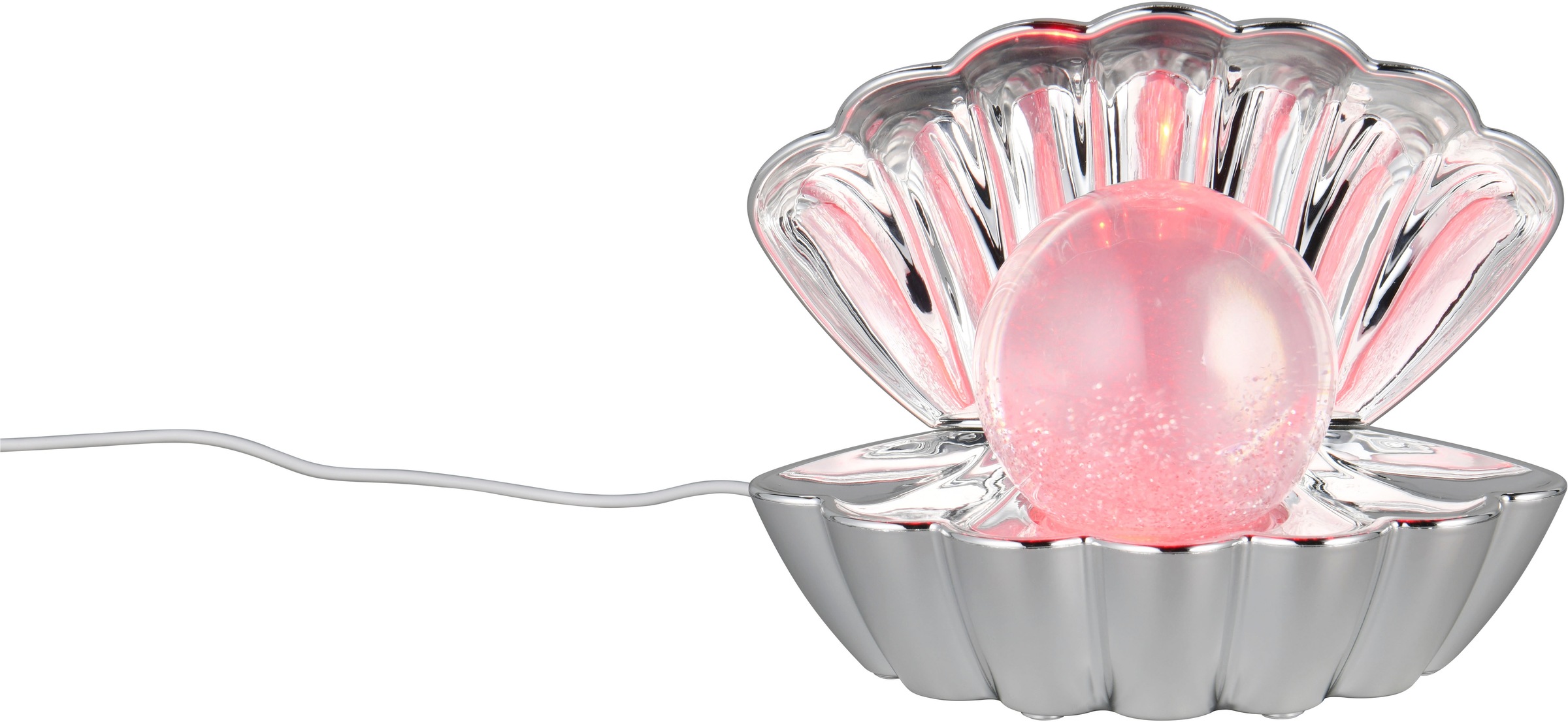 REALITY Leuchten LED Tischleuchte »SHELLY, Deko Tischlampe in Muschelform mit RGB Farbwechsel, 0,8W 15Lm« LED-Board 1 Stk. RGB Muschel Tischlampe mit Glitzerkugel und Farbwechsel inkl USB-Ladekabel