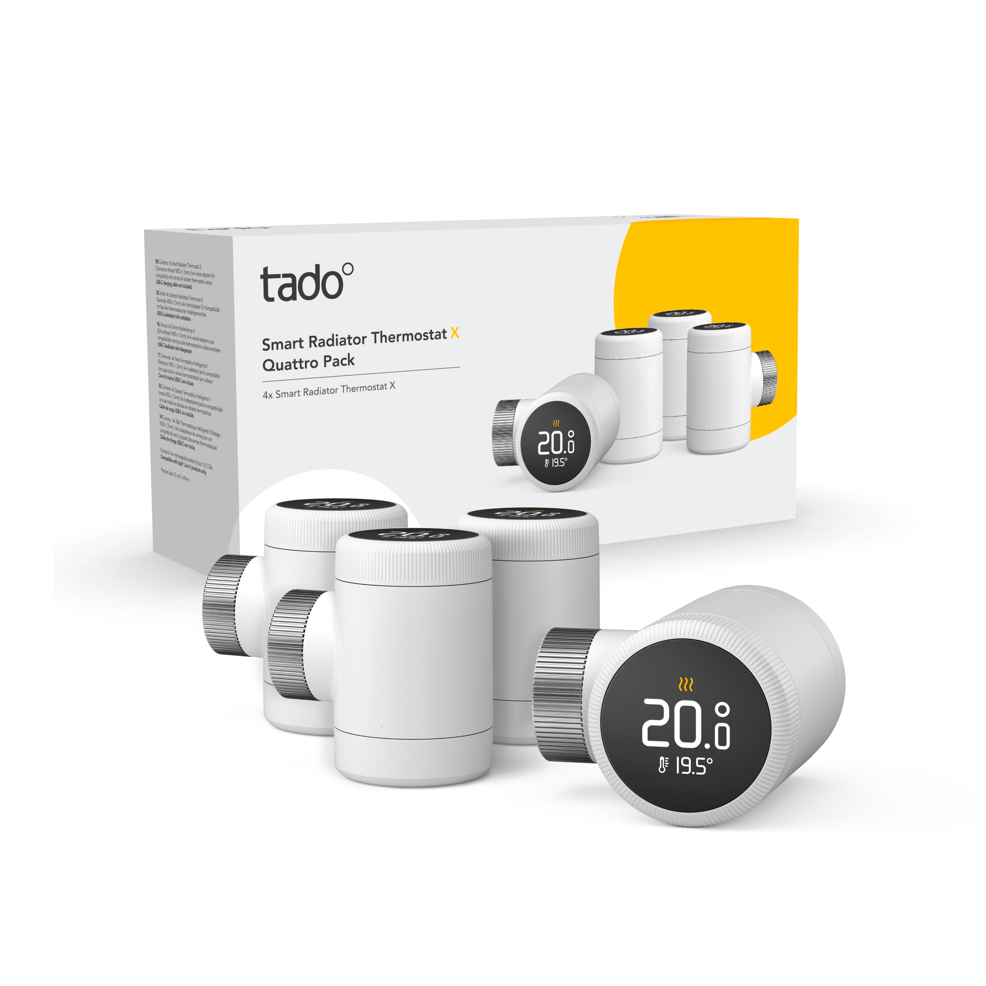 Tado Heizkörperthermostat »Bridge + 4x Heizkörperthermostat + Temp. Sensor (Line X)«