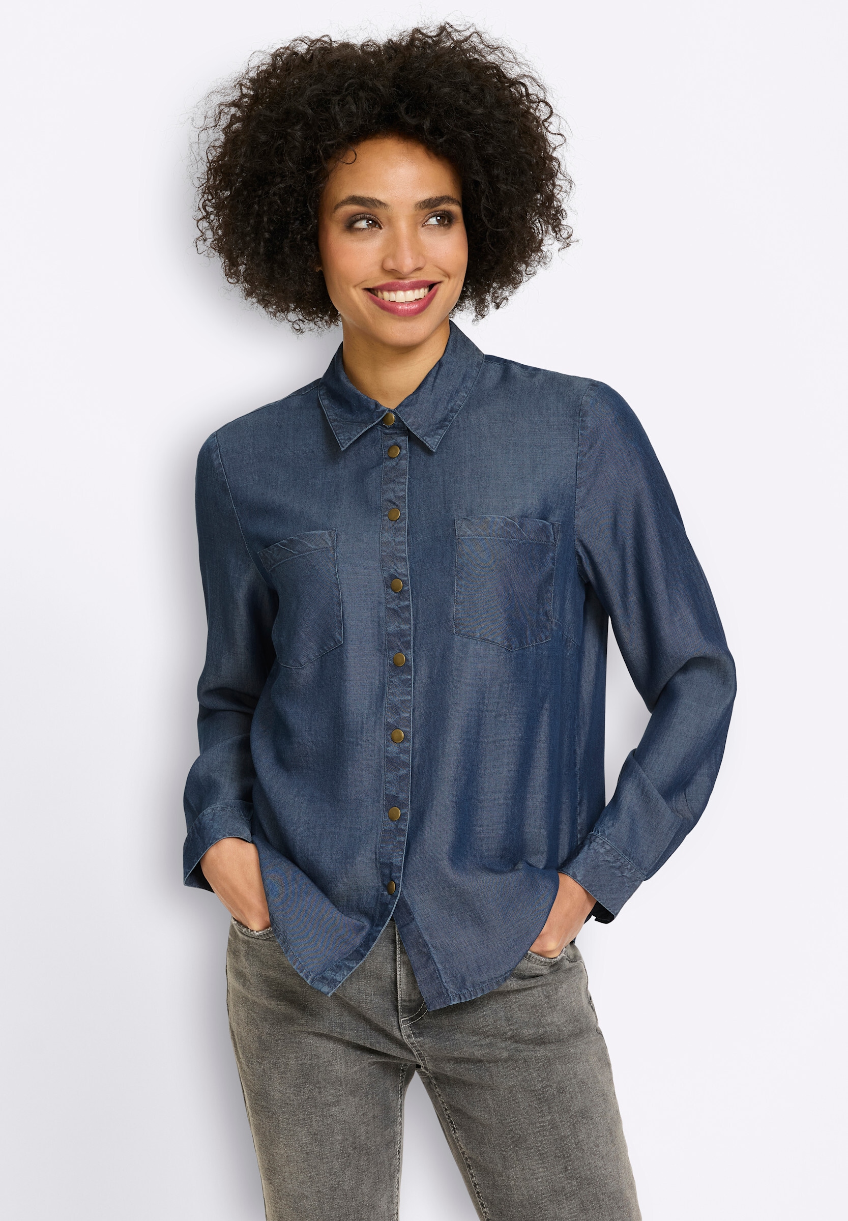 heine Hemdbluse »Hemdbluse Langarm-Bluse in Denim-Optik«