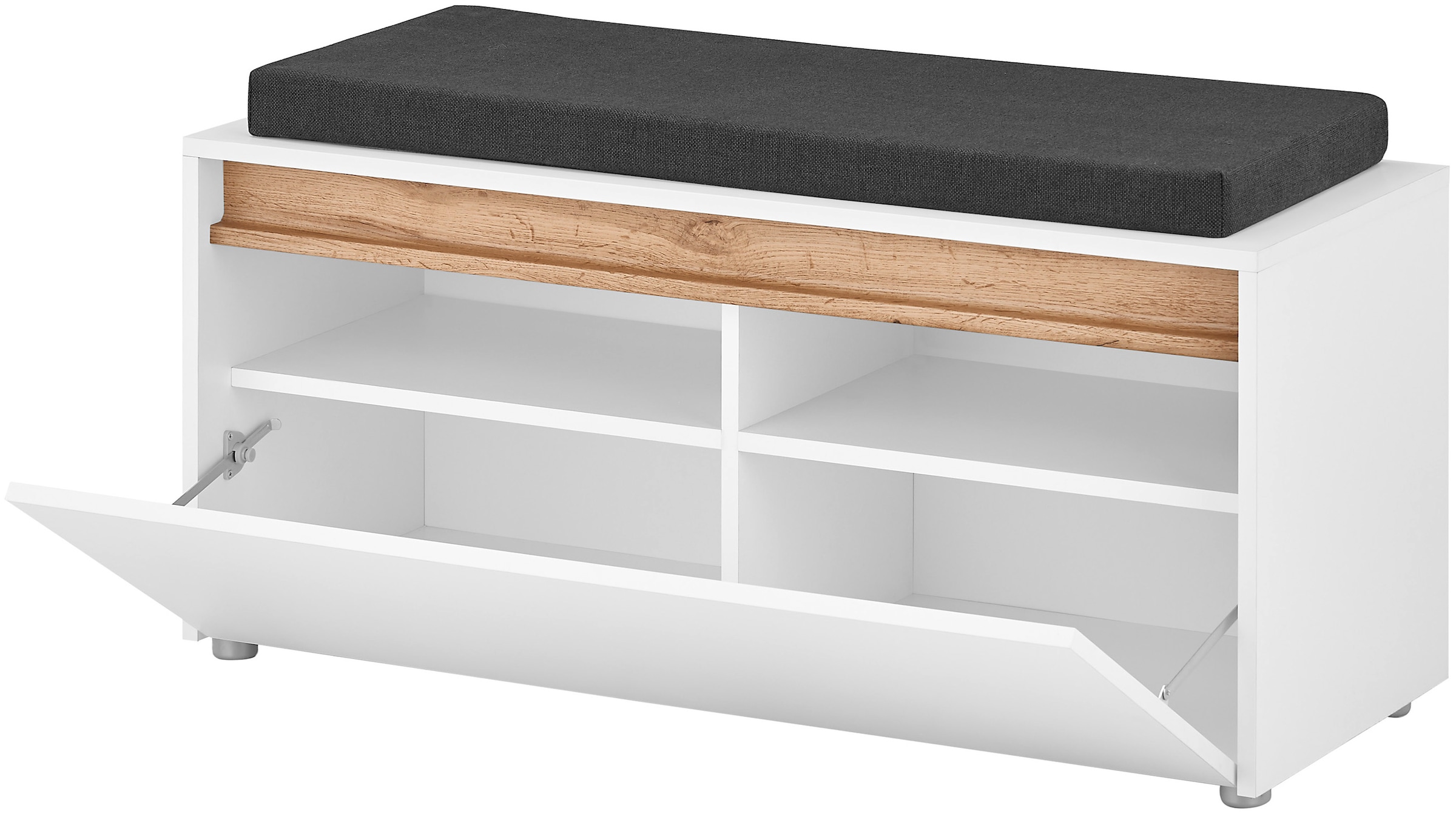 INOSIGN Garderoben-Set »GIRON/ CiTY, Garderobe in Wotan Eiche, moderner Garderobenschrank«, (Komplett-Set, 4 St.), enthält Garderobenschränke, Paneel & Schuhbank +Sitzkissen