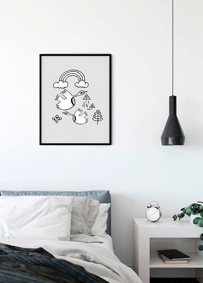 Komar Bild »Scribble Birdy« Tiere 1 Stk. tlg. Wandbild zur Dekoration - ohne Rahmen