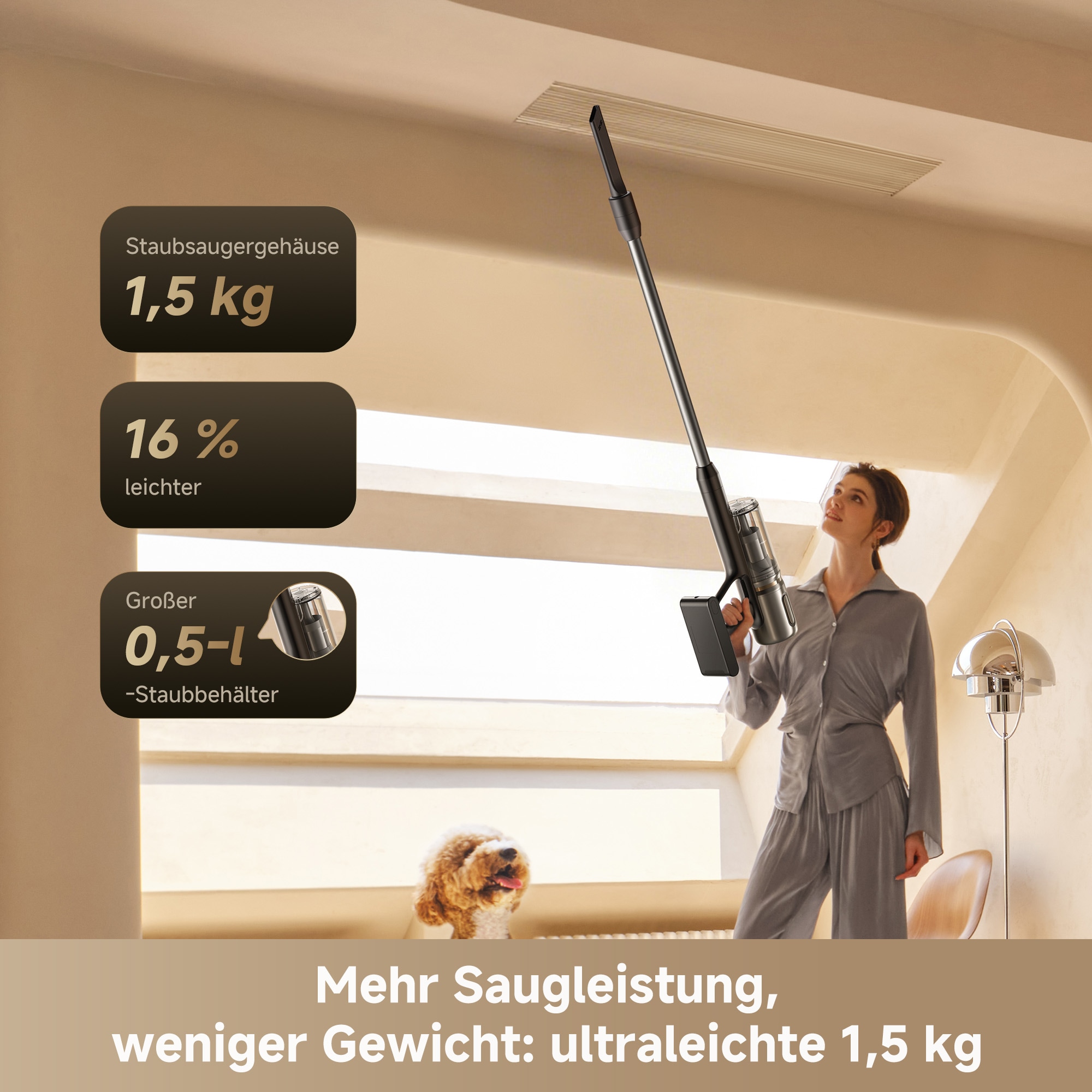 Dreame Akku-Stielstaubsauger »R20 Slim« 190 AW, beleuchtete Bürsten, HEPA-Filter
