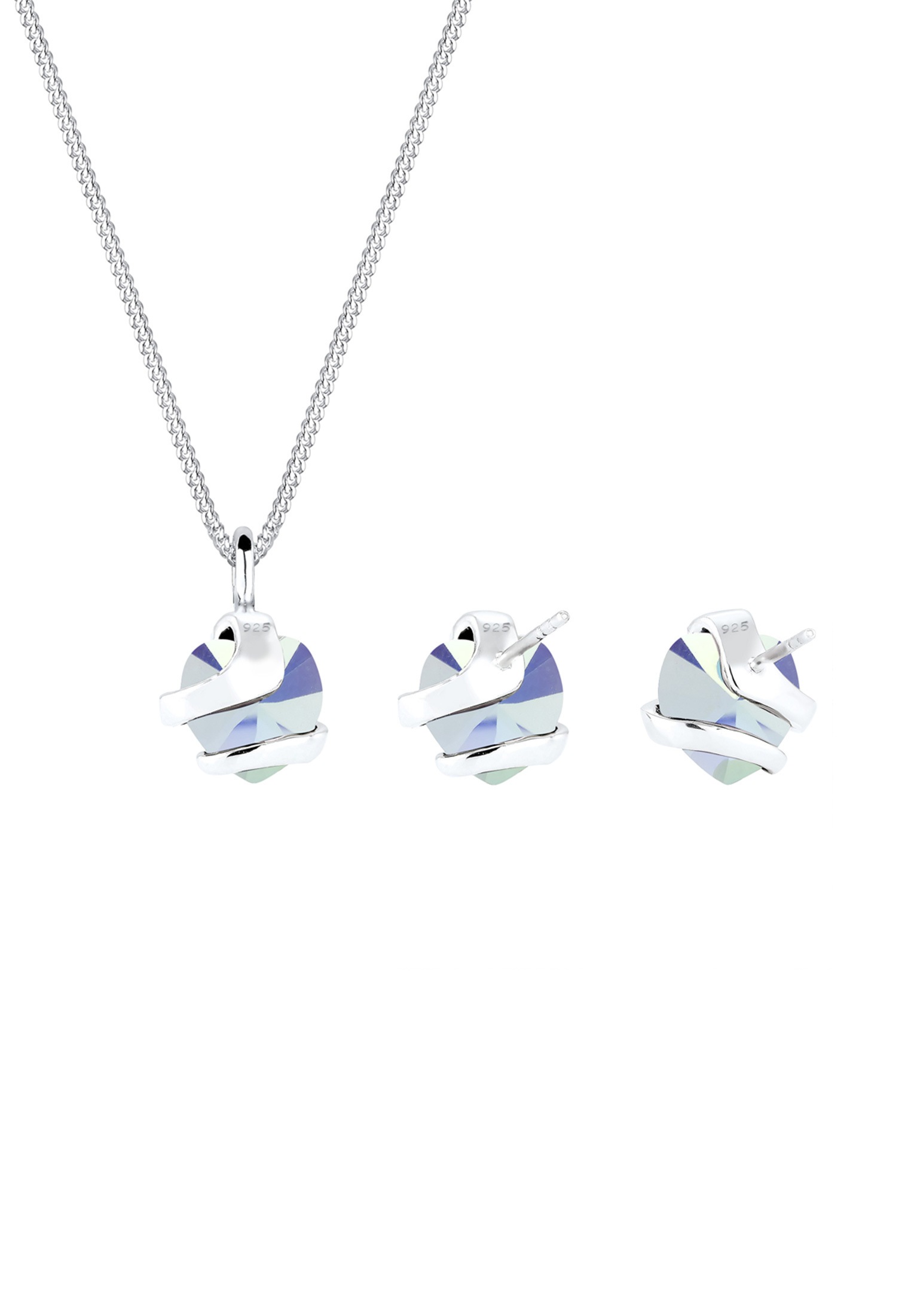 Elli Ohrring und Ketten Set »Schmuckset Herz Glamourös 925 Silber, mit Kristallen von Swarovski®« ()
