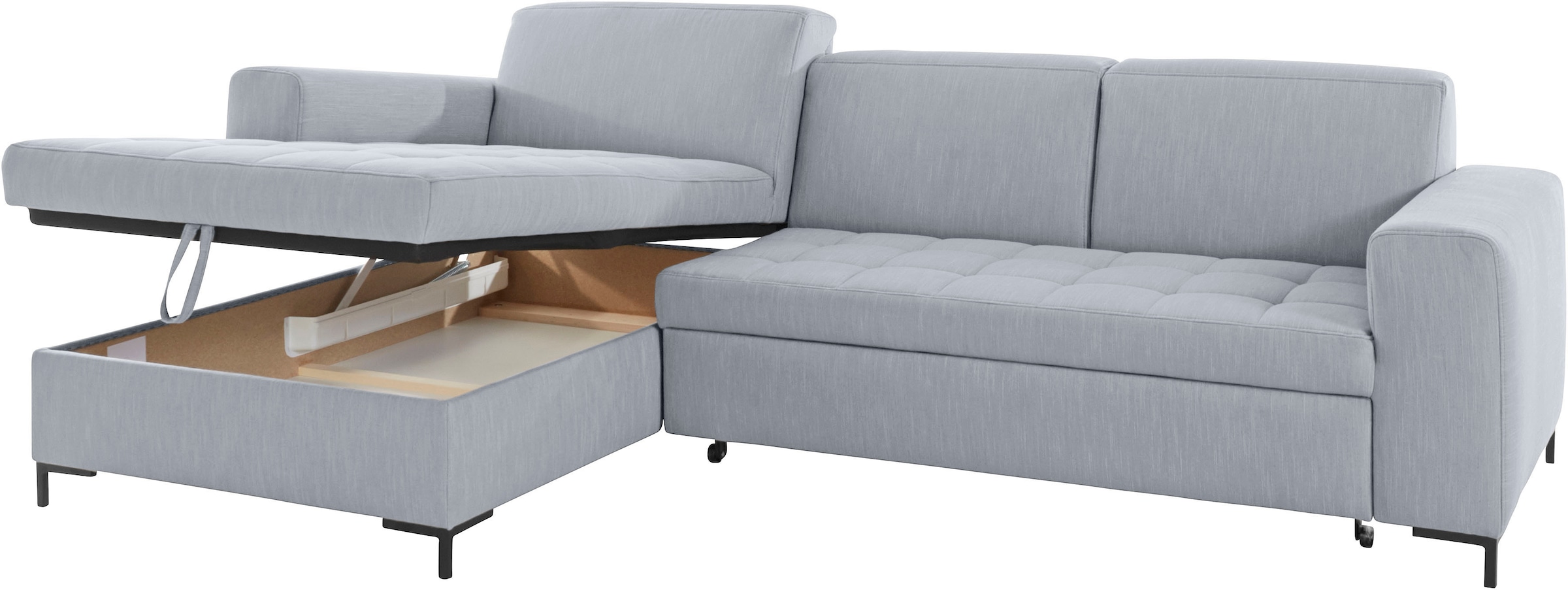 OTTO products Ecksofa »Grazzo L-Form«, hochwertige Stoffe aus recyceltem Material, Steppung im Sitzbereich