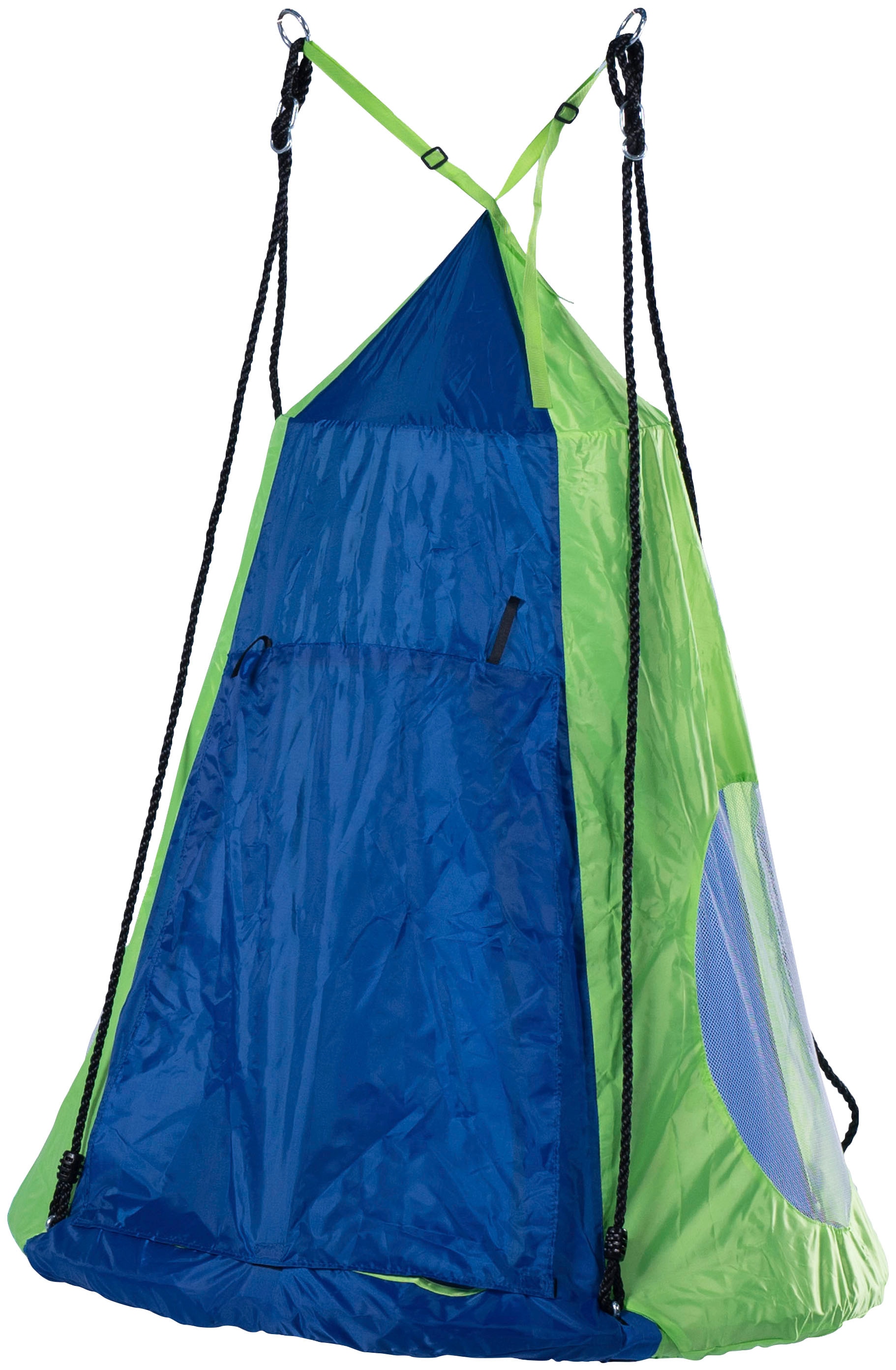 SANDORA Nestschaukel-Sitz, 100 cm Ø blau mit Überwurfzelt