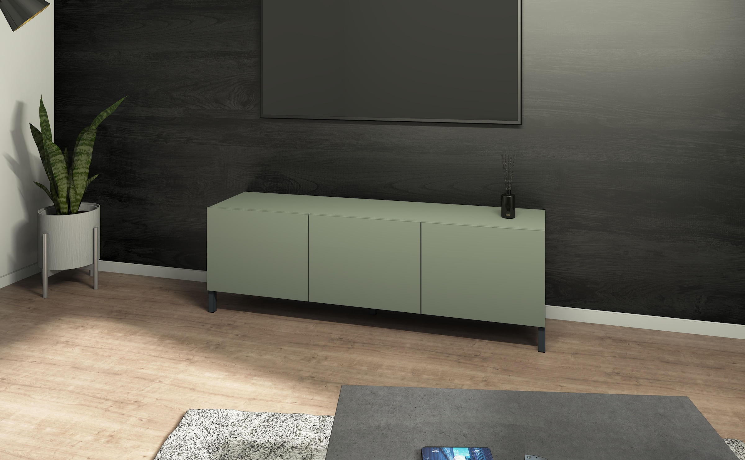 borchardt Möbel Lowboard, Metallfüße, grifflose Optik