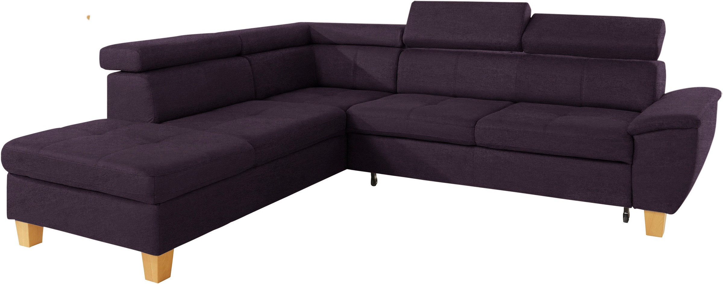 exxpo - sofa fashion Ecksofa »Enya, hoher Sitzkomfort, Breite 266cm, bequem, 12cm hohe Füße, L-Form« mit Kopfteilverstellung, wahlweise Bettfunktion u. Bettkasten