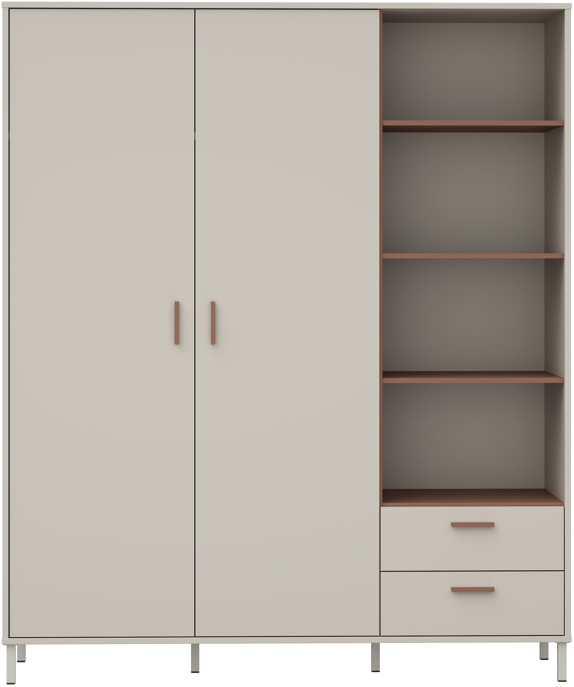 FORTE Drehtürenschrank »Milles« trendiges Dekor, Vollauszug Schubkästen, Metallbeine