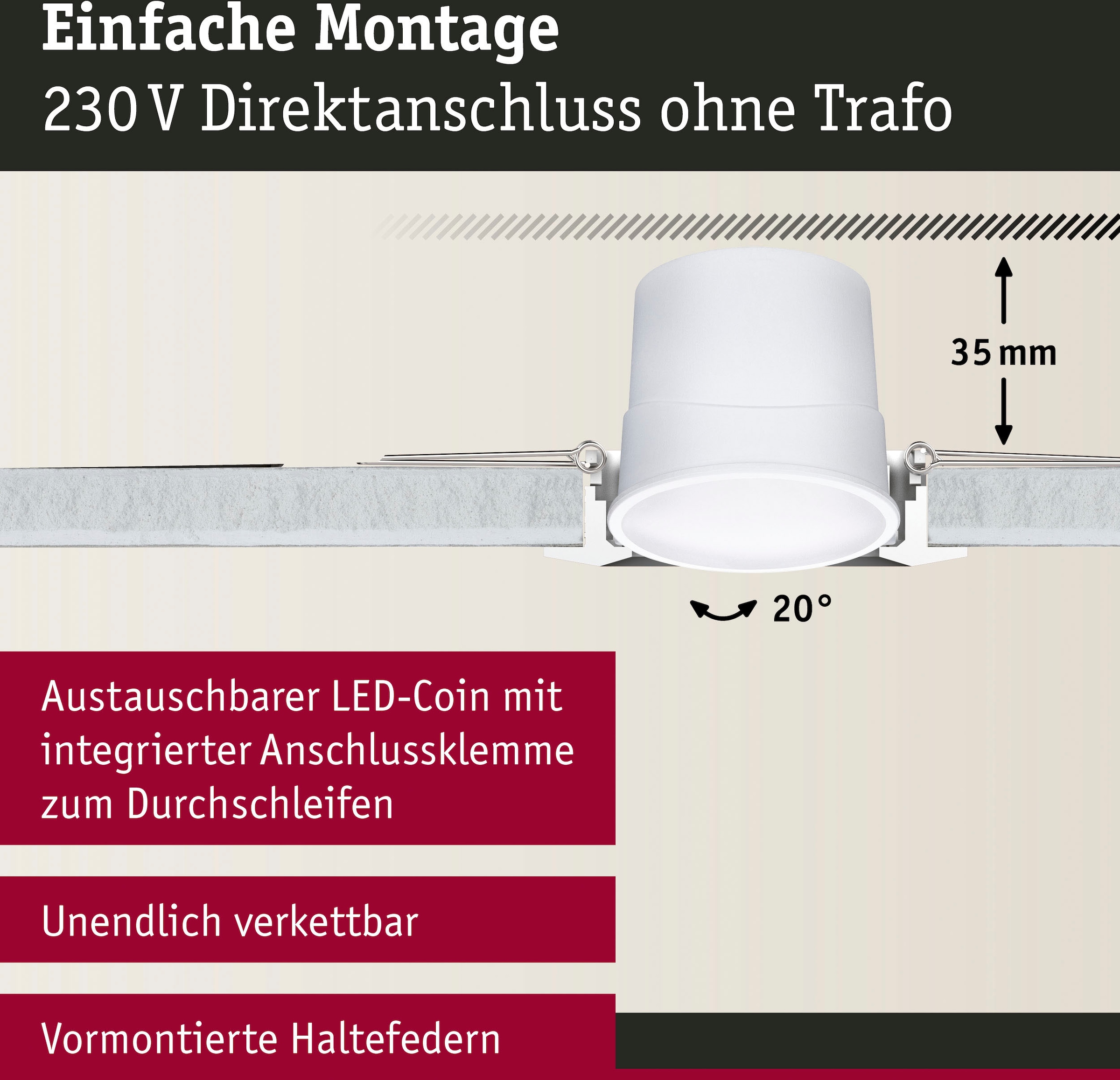 Paulmann LED Einbauleuchte »Base 230V 420lm«, 1 flammig-flammig, Zigbee RGBW