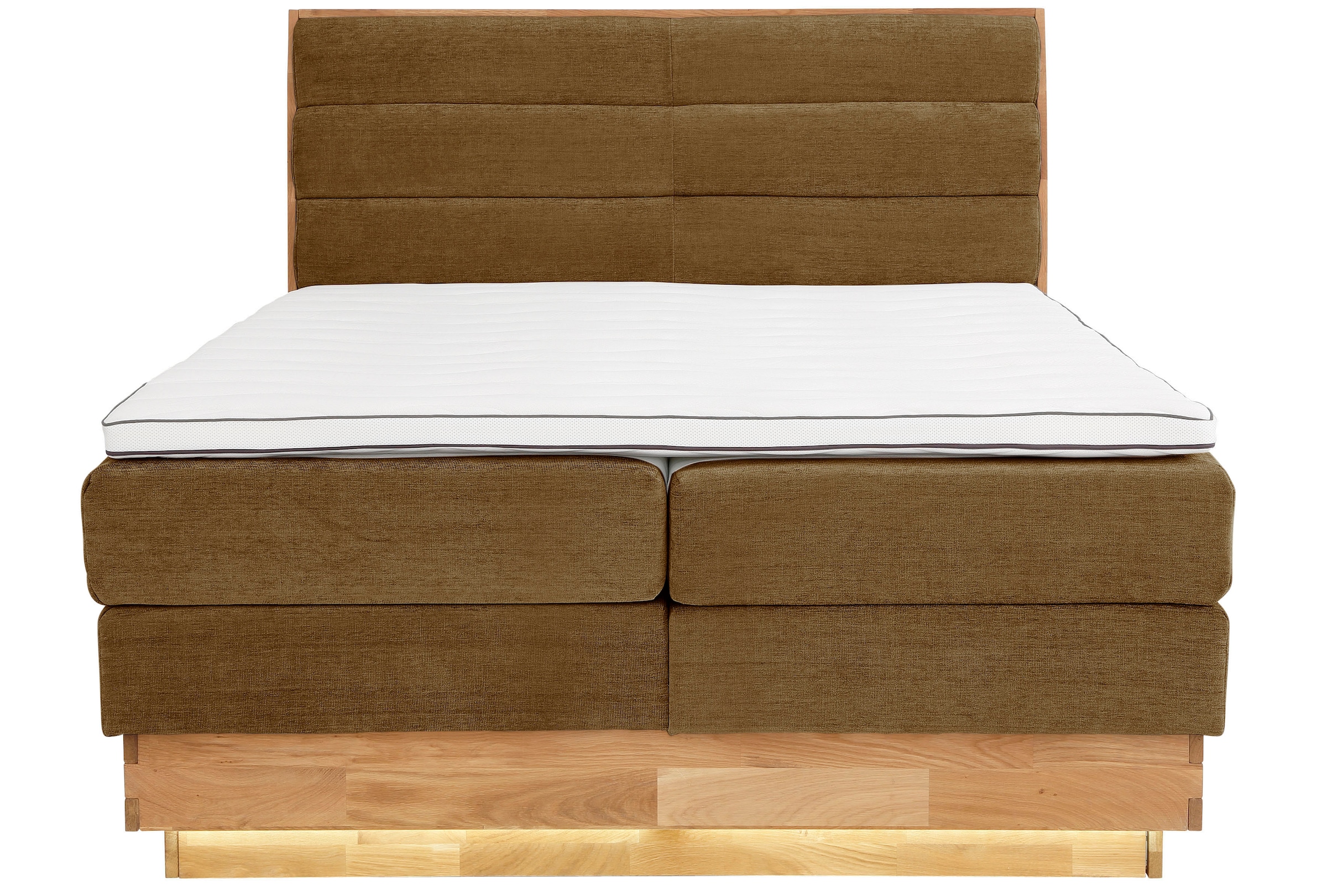 OTTO products Boxspringbett »JENNA in verschiedenen Farben und Breiten erhältlich« LED-Beleuchtung, mit zertifizierten, recycelten Bezugsstoffen