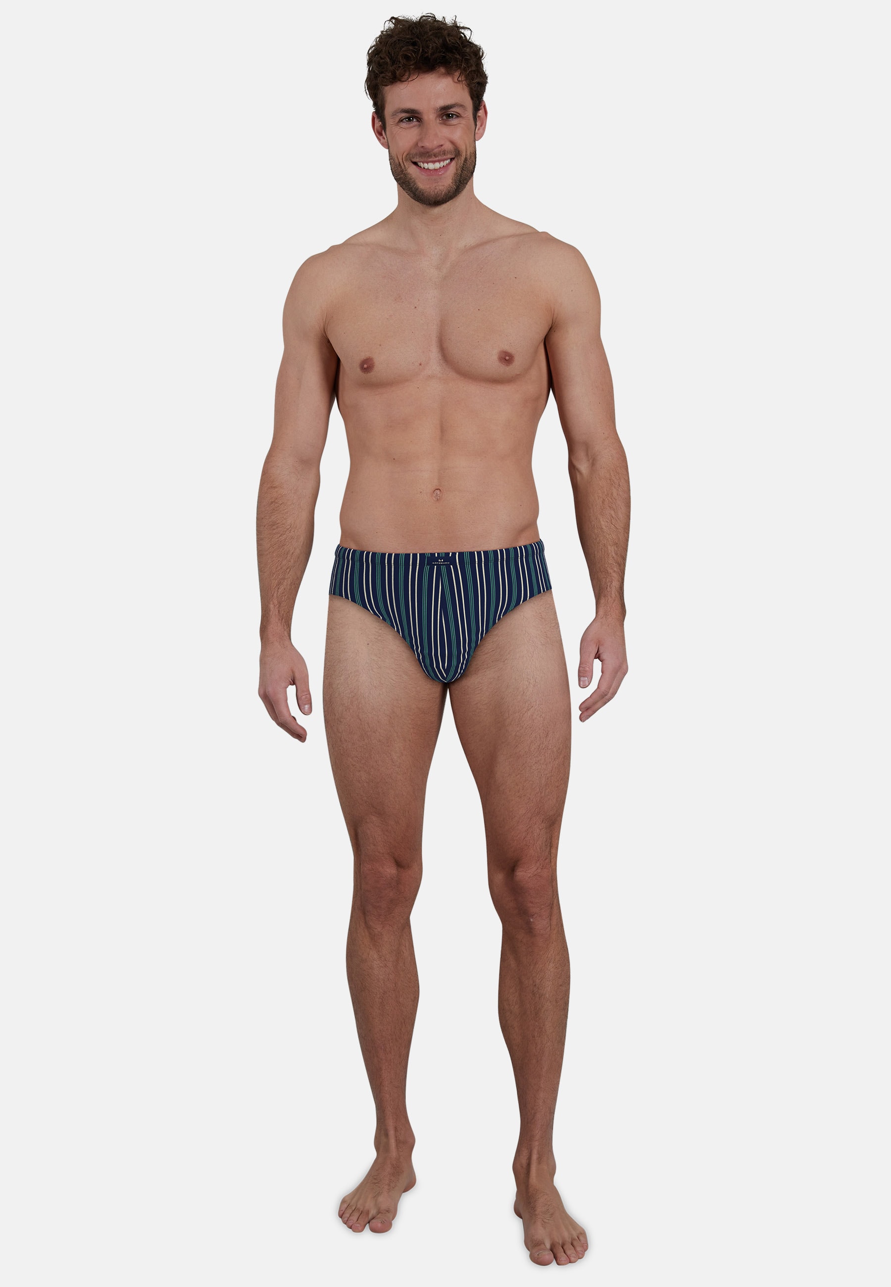 GÖTZBURG Slip »Edingburgh« 2er Pack,  gestreift, basic, eng, mit Logo, atmungsaktiv, mit Logo, Baumwollmix