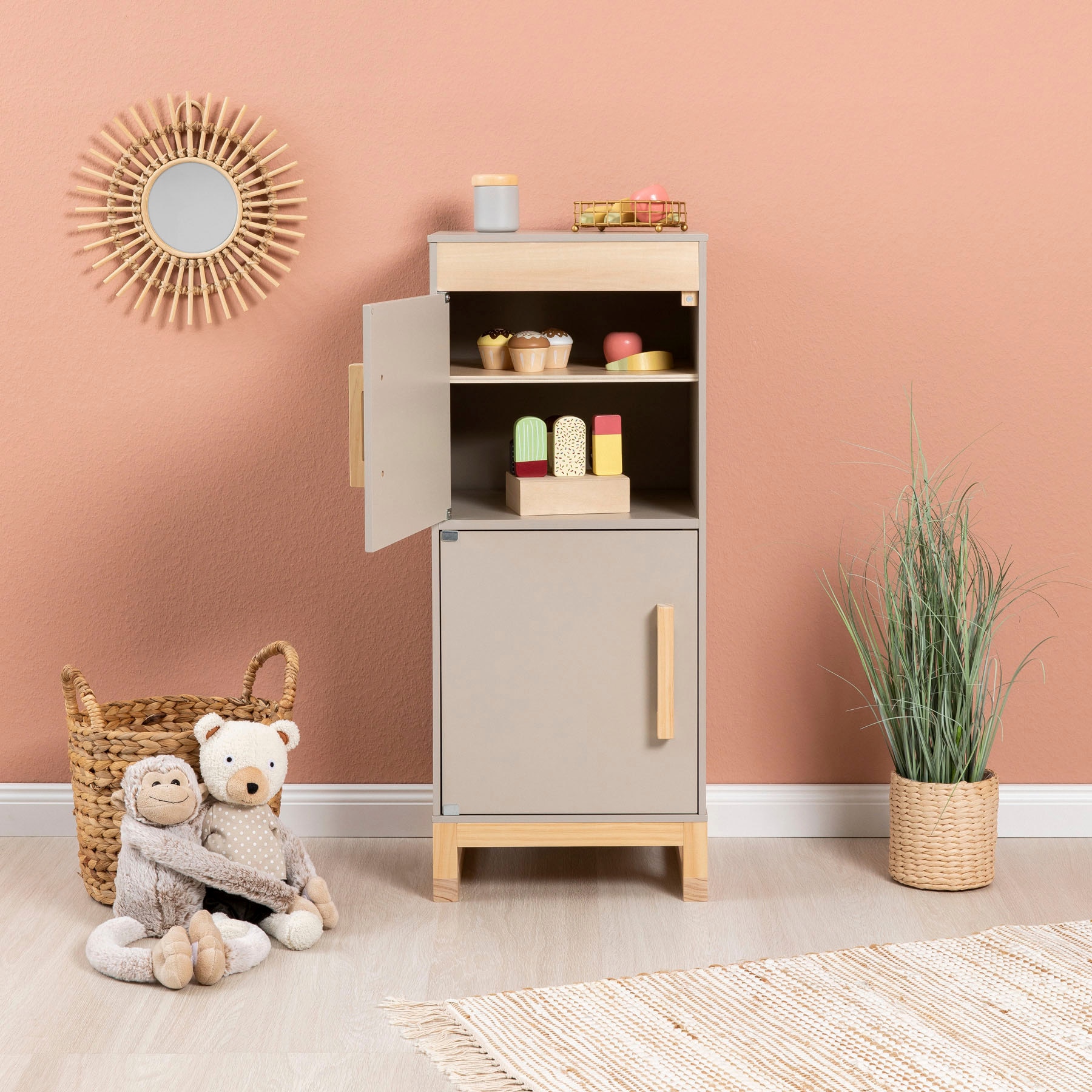 MUSTERKIND® Kinder-Kühlschrank »Ficus, warmgrau/natur«