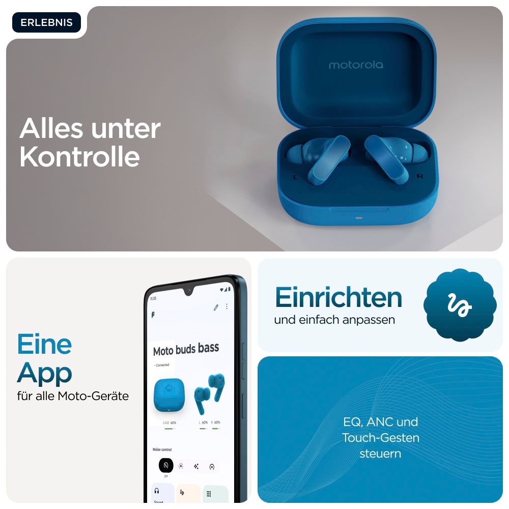 Motorola wireless In-Ear-Kopfhörer »moto buds« Bluetooth Active Noise Cancelling (ANC)