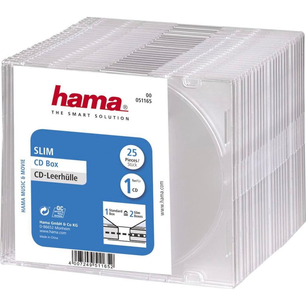 Hama CD-Hülle »CD-Leerhülle Slim, 25er-Pack, Transparent, DVD CD Leerhülle«