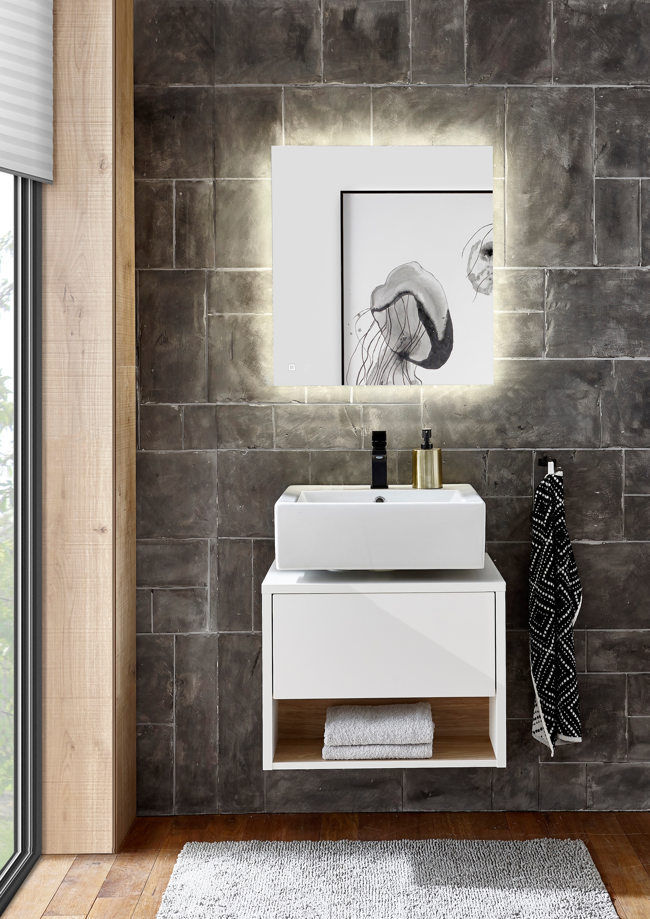PLACES OF STYLE Badmöbel-Set »Studio Line, Bad im modernen Design, 2-teiliges Badezimmer« 2 Stk. tlg.