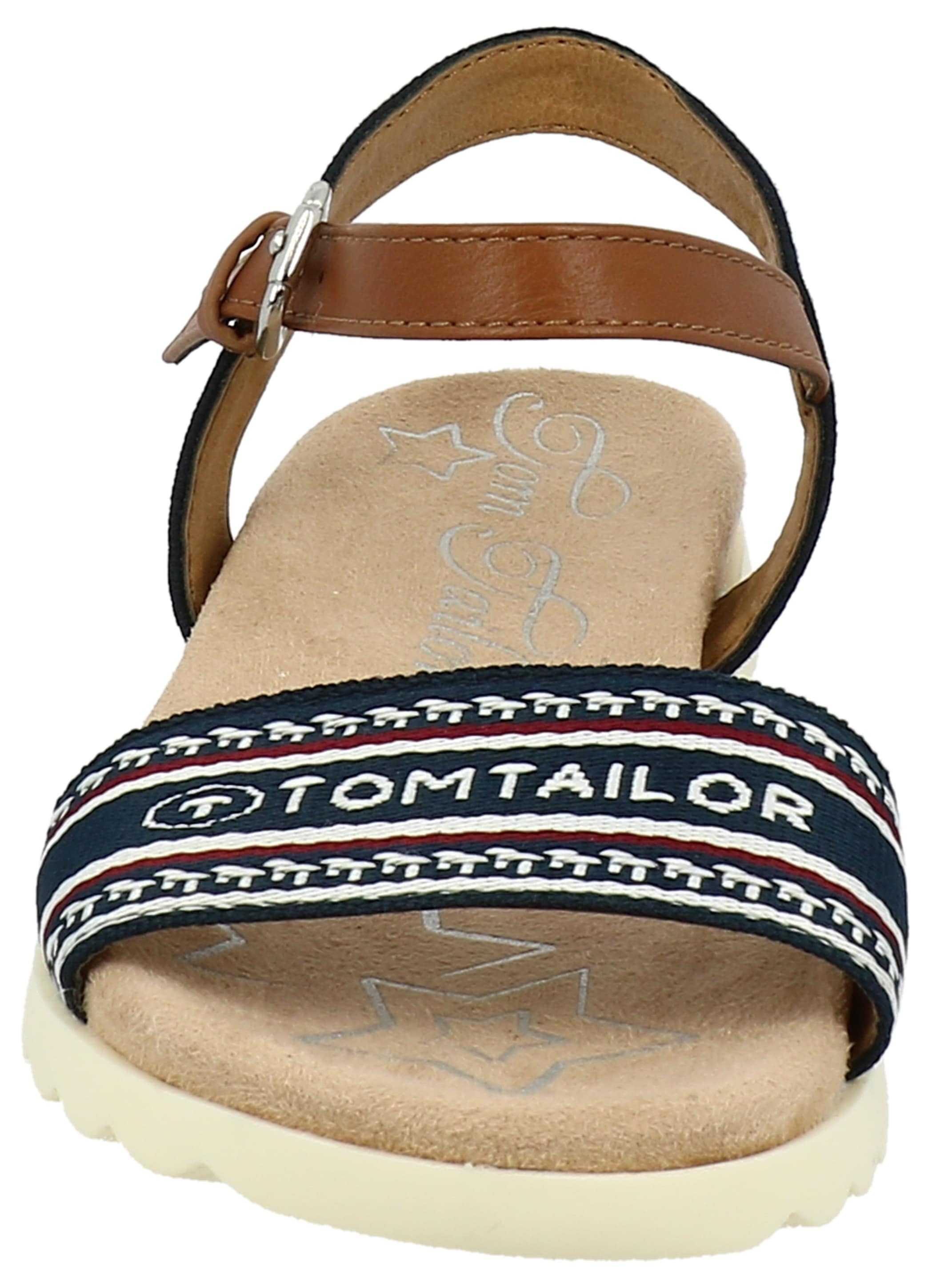 TOM TAILOR Riemchensandale, Sommerschuh, Sandalette, Keilabsatz, mit verstellbarer Schnalle