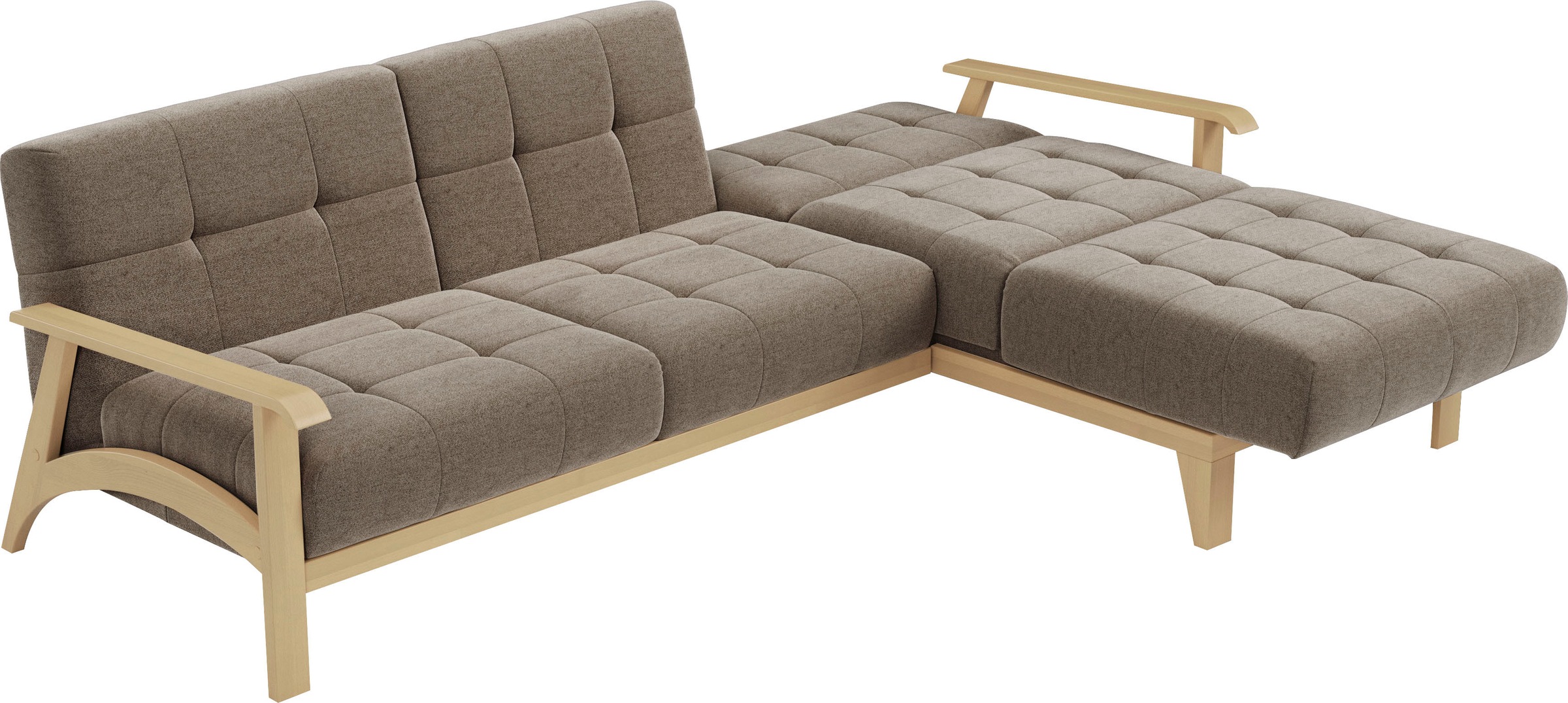 sit&more Ecksofa »Billund L-Form«, Armlehnen aus Buchenholz in natur, verschiedene Bezüge und Farben
