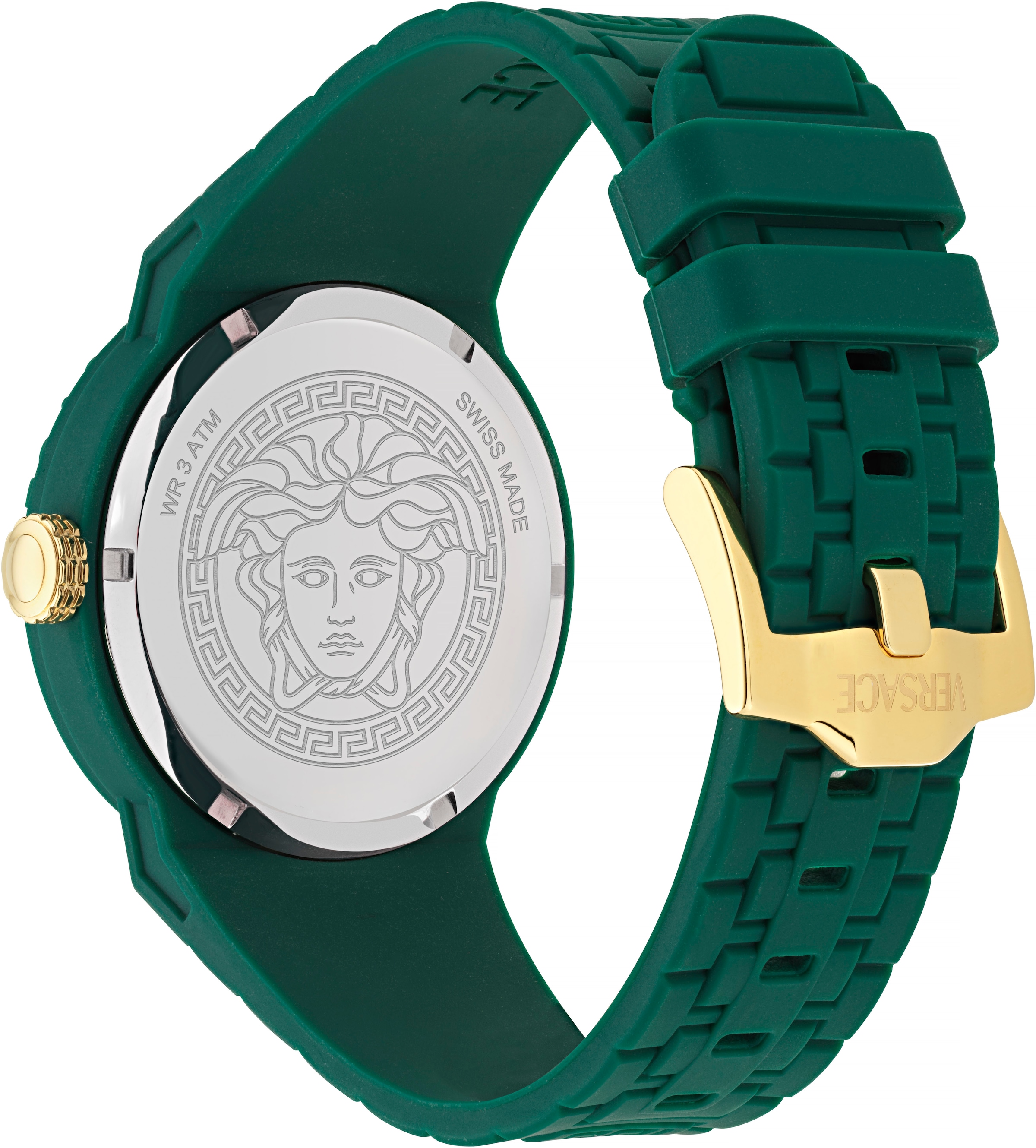 Versace Quarzuhr »V-POP GENTS« Armbanduhr, Herrenuhr, Swiss Made, Silikonarmband, analog, Saphirglas
