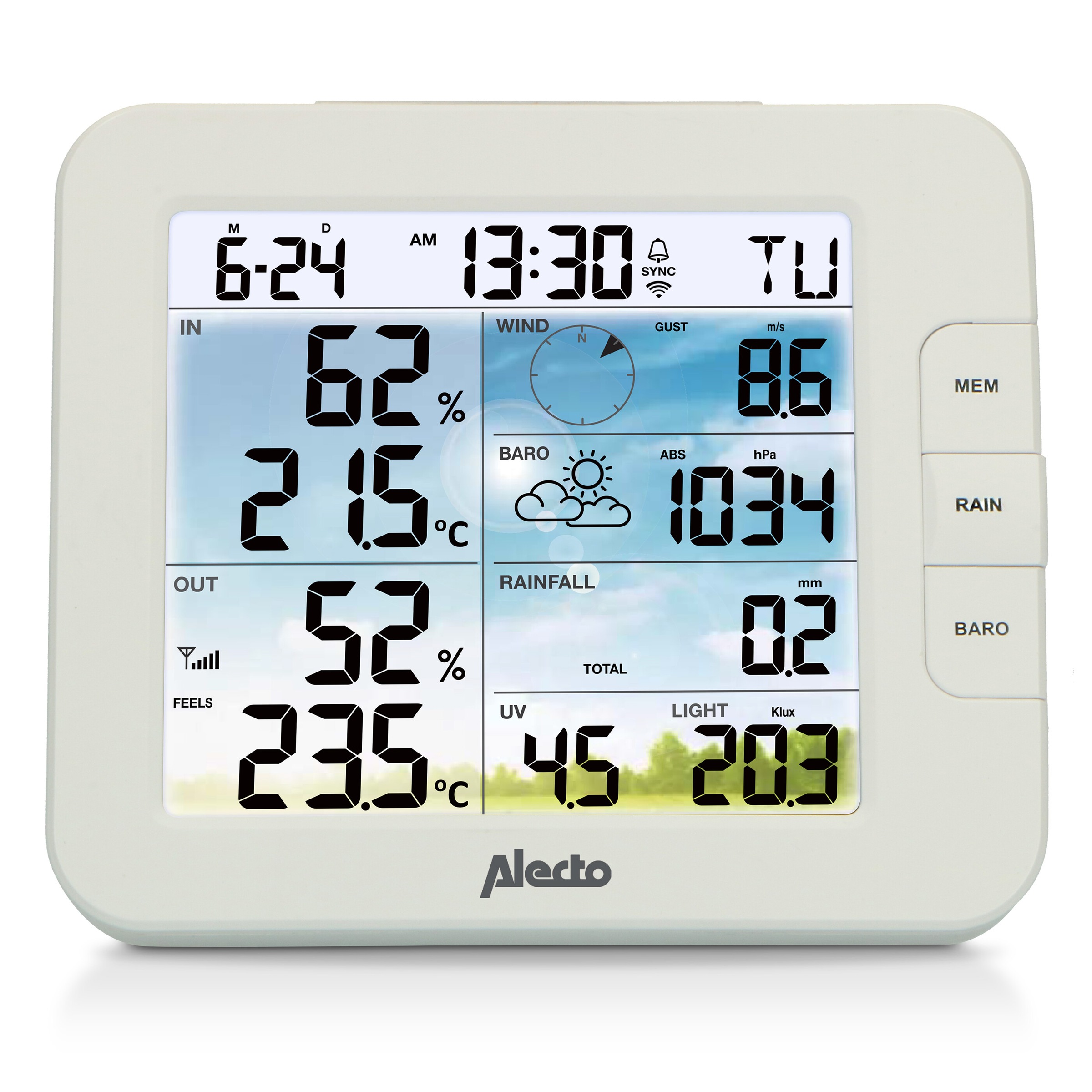Alecto Wetterstation »WS5400«, (mit Außensensor), 7in1, Tuya/Smartlife-fähig