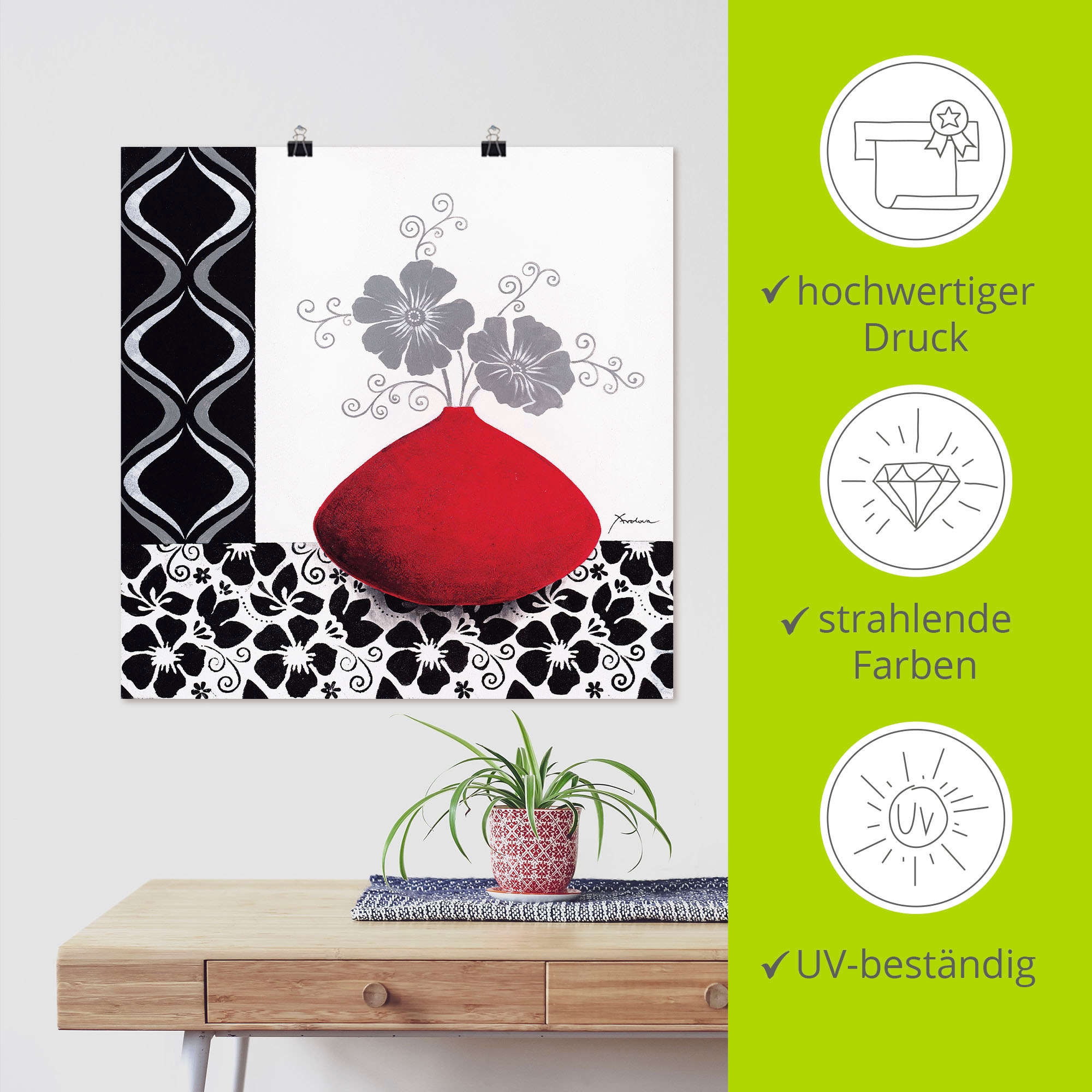 Artland Wandbild »Blumenmuster«, Vasen & Töpfe, (1 St.), als Leinwandbild, Poster, Wandaufkleber in verschied. Größen