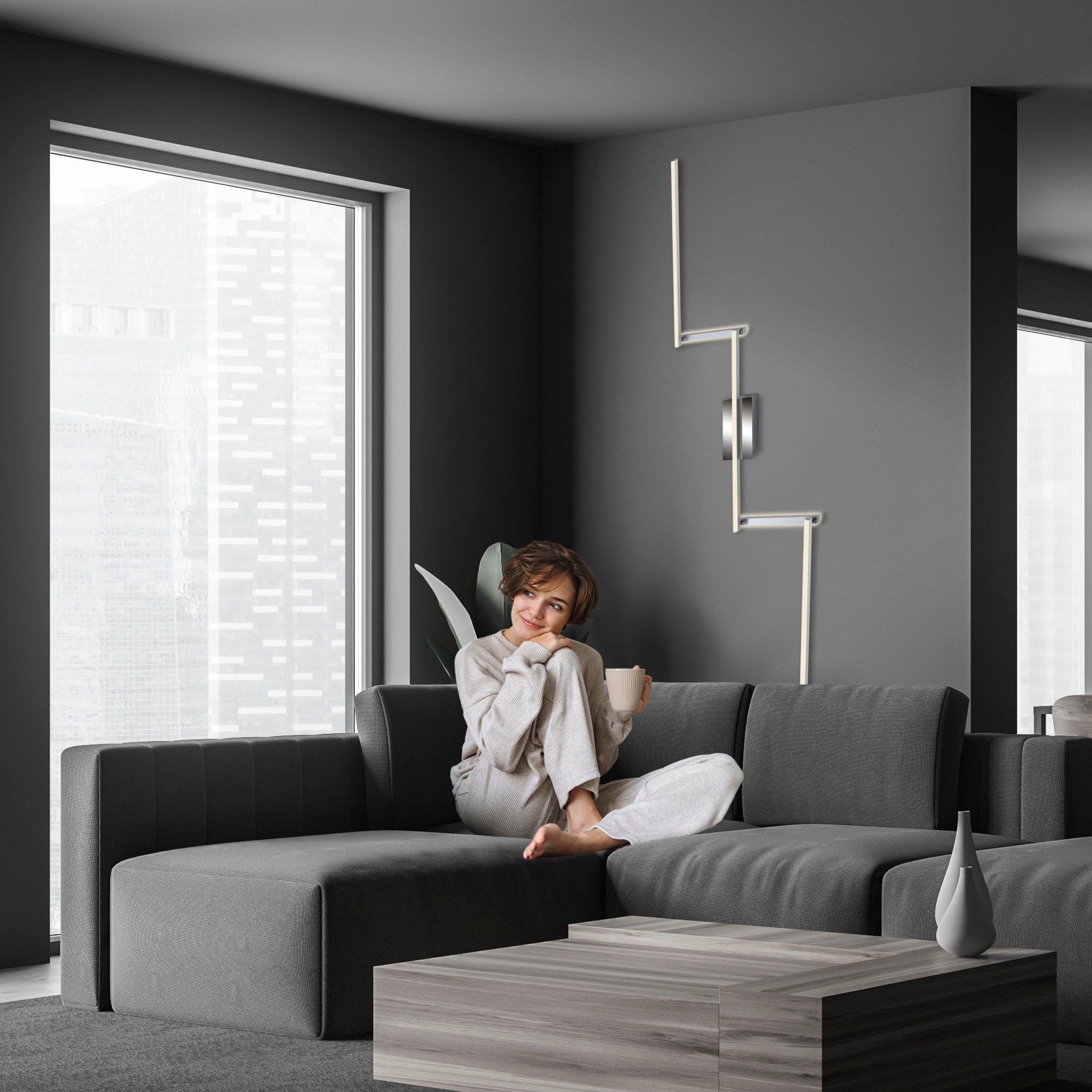 Briloner Leuchten LED Deckenleuchte »3501018 STAFF«, Leuchtmittel LED-Board | LED fest integriert, Deckenlampe, 227,2x12x5cm, Alu-Chrom, 24W, Wohnzimmer, Schlafzimmer