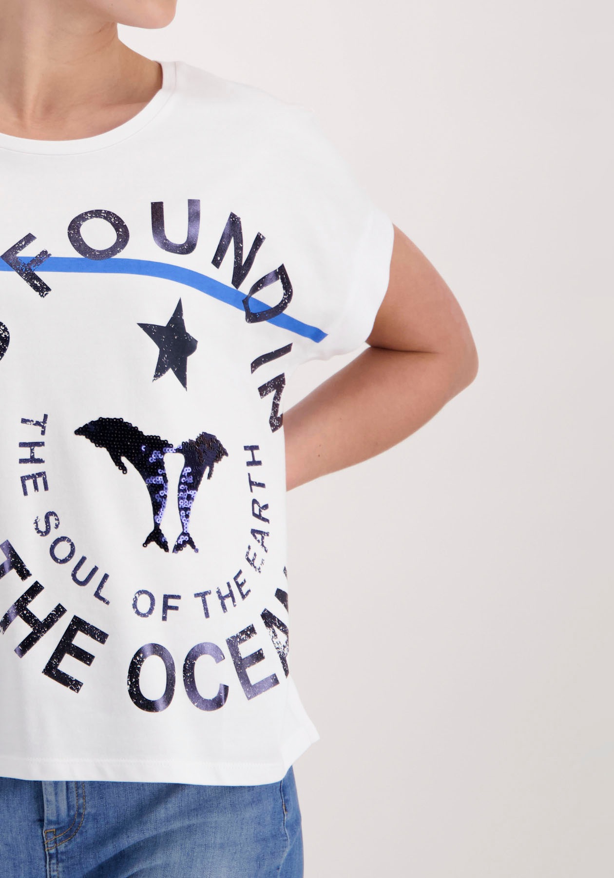Monari Rundhalsshirt, mit maritimen Frontprint bei ♕ | T-Shirts