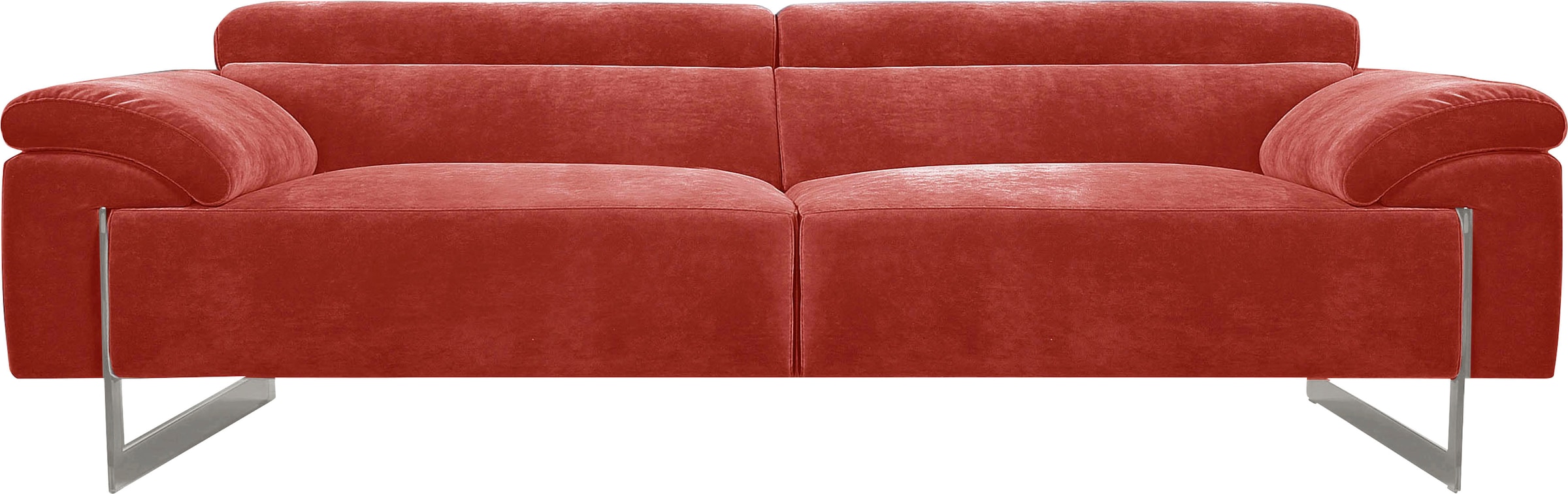 Egoitaliano 2,5-Sitzer »Malika, Designsofa mit hohem Sitzkomfort, edel und bequem« inkl. Kopfteilverstellung und chromfarbenen Metallfüßen