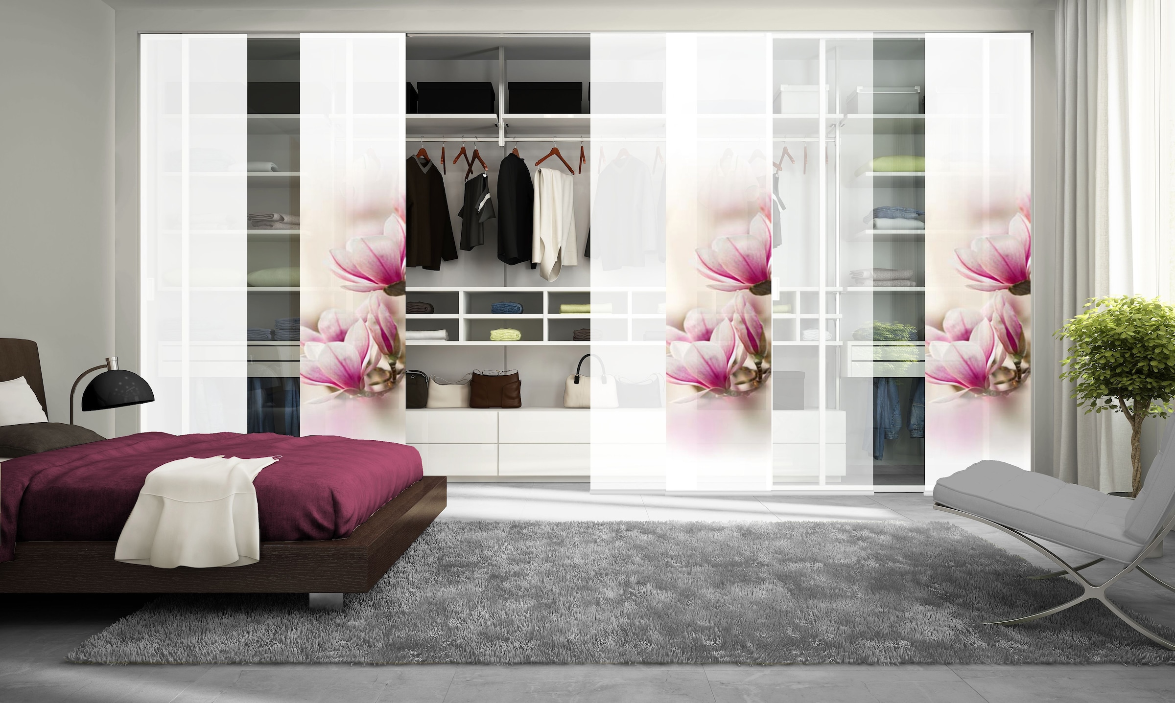 HOME WOHNIDEEN Schiebegardine »MAGNONE« Klettband 1 Stk. tlg. HxB: 245x60, inkl. Befestigungszubehör