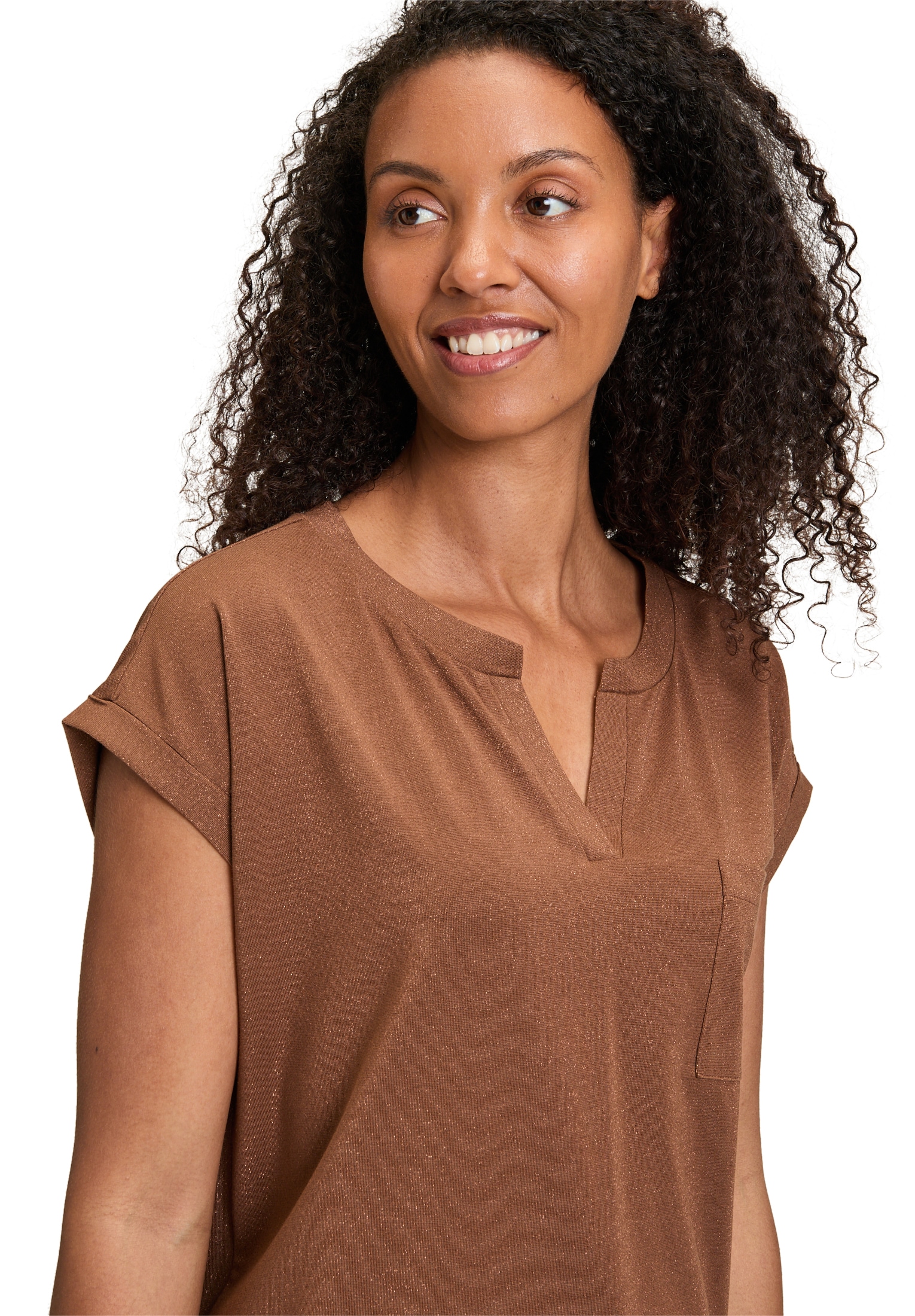 Betty&Co Kurzarmshirt »Casual-Shirt mit Perlen«