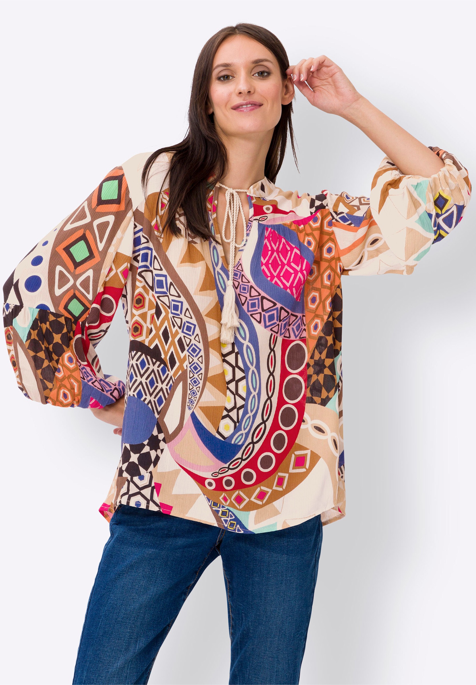 heine Klassische Bluse »Druckbluse Druckbluse mit Ballonärmeln«