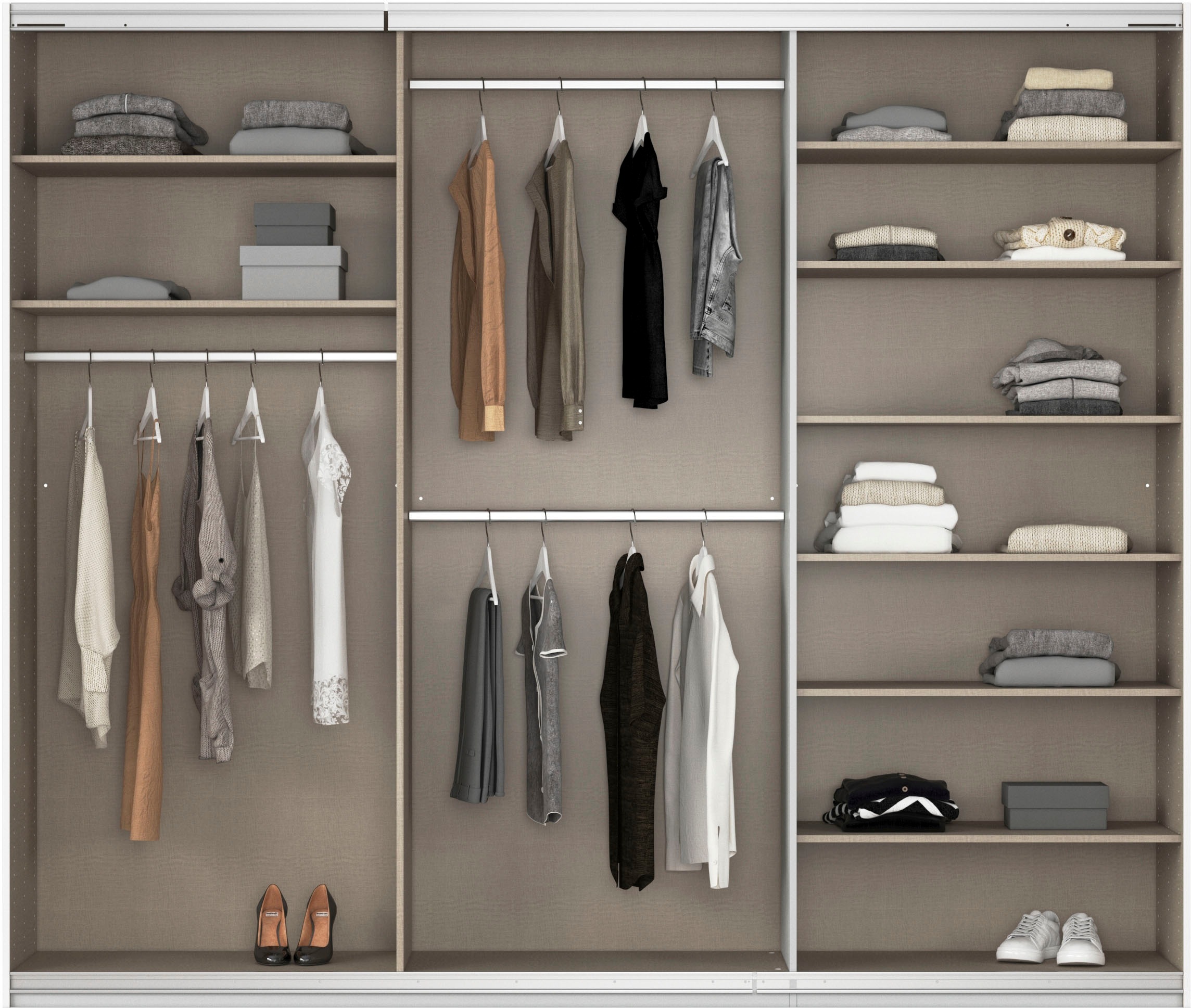 rauch Schwebetürenschrank »Kleiderschrank Kleiderschränke Schrank Garderobe AGORDO mit Glasfront«, durchdachte Innenausstattung, in 4 Breiten und 2 Höhen MADE IN GERMANY