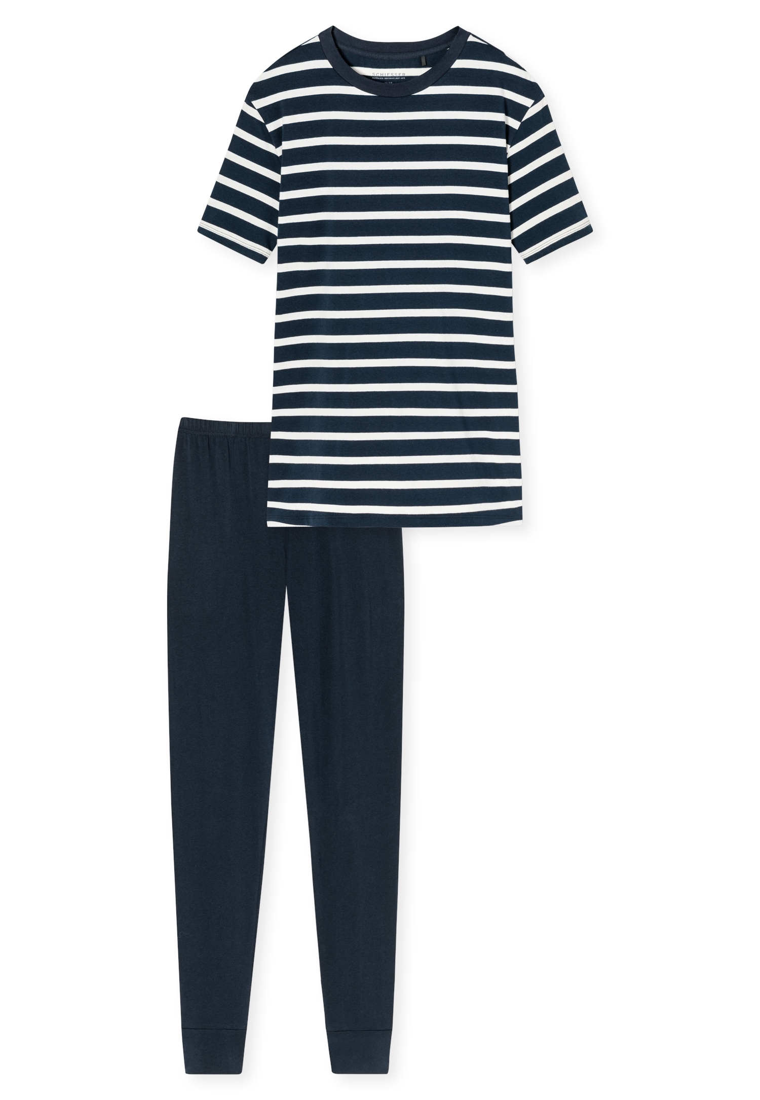 Schiesser Schlafanzug »"Casual Essentials"«, (2 tlg.), mit längerem Schnitt und modischen Streifen