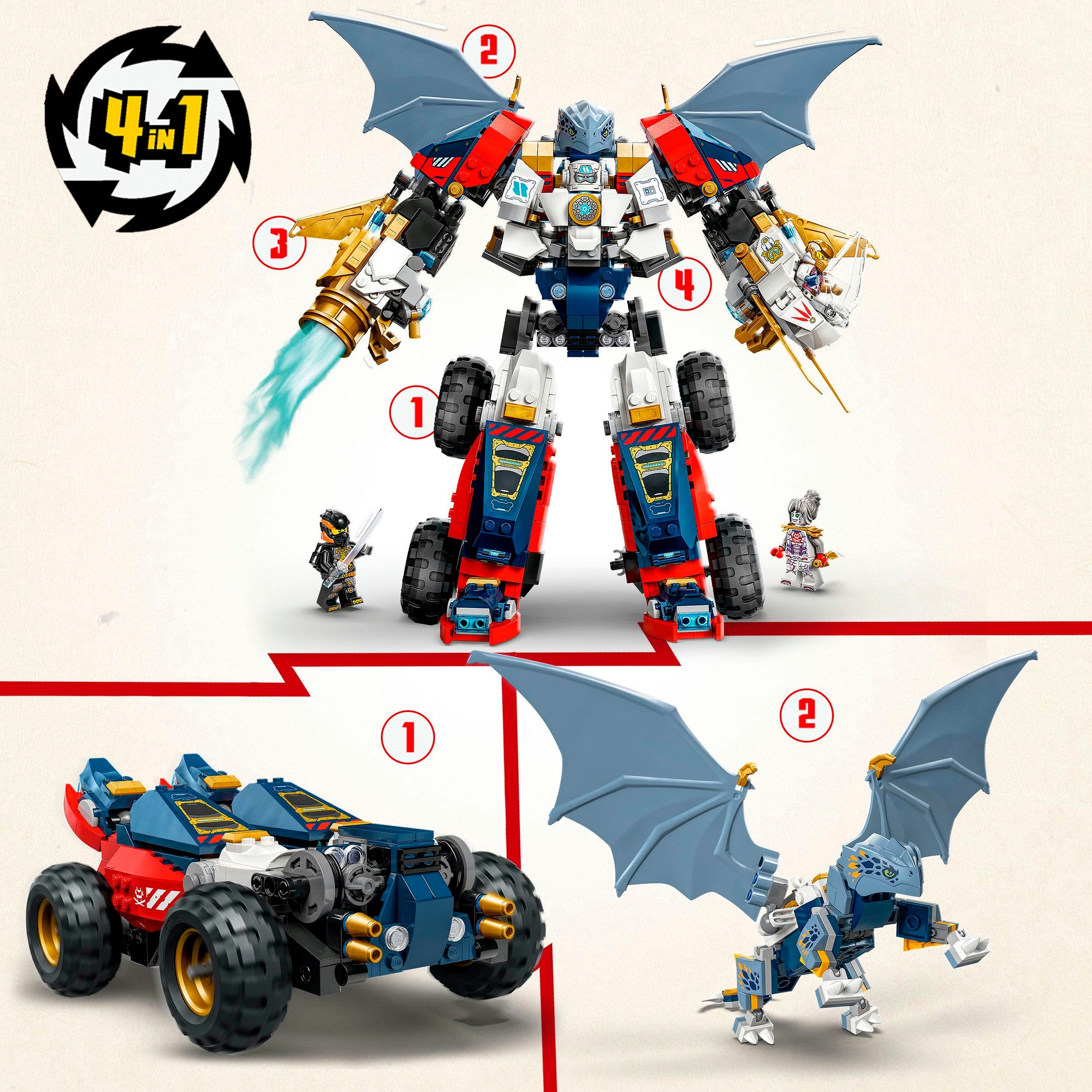 LEGO® Konstruktionsspielsteine »Zanes Ultra-Kombi-Mech (71834), LEGO Ninjago«, (1187 St.), Made in Europe