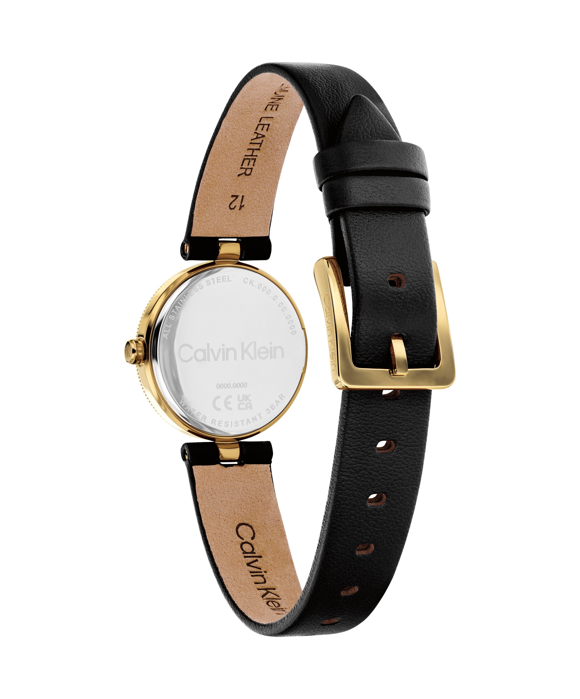 Calvin Klein Quarzuhr »GLEAM« Armbanduhr, Damenuhr, Lederarmband, analog