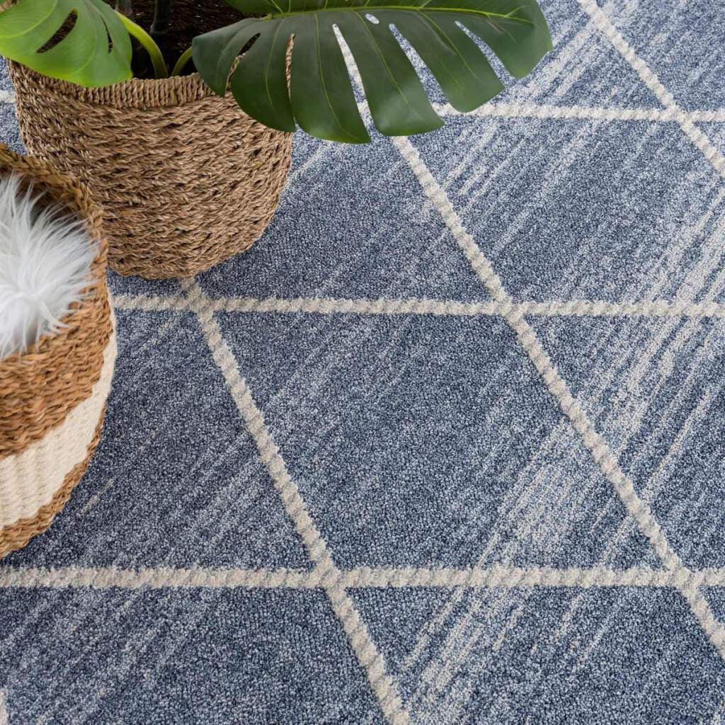 Carpet City Teppich »Art 2646«, rechteckig, 7 mm Höhe, Läufer, Kurzflor, mit Kettfäden, Rauten-Optik, Fransen