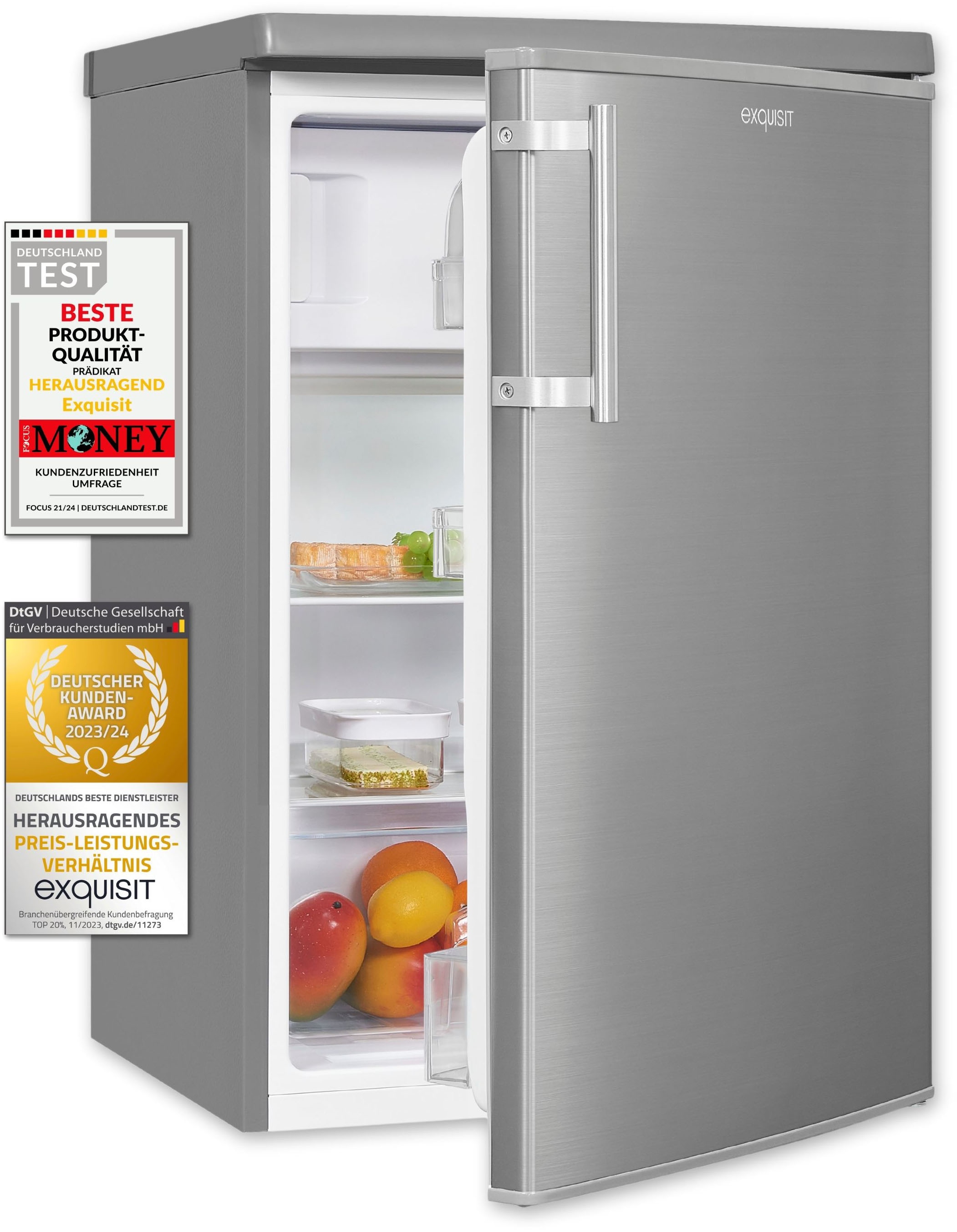 exquisit Kühlschrank »KS16-4-HE-040E inoxlook«, 109 L Volumen, 4 Sterne Gefrieren