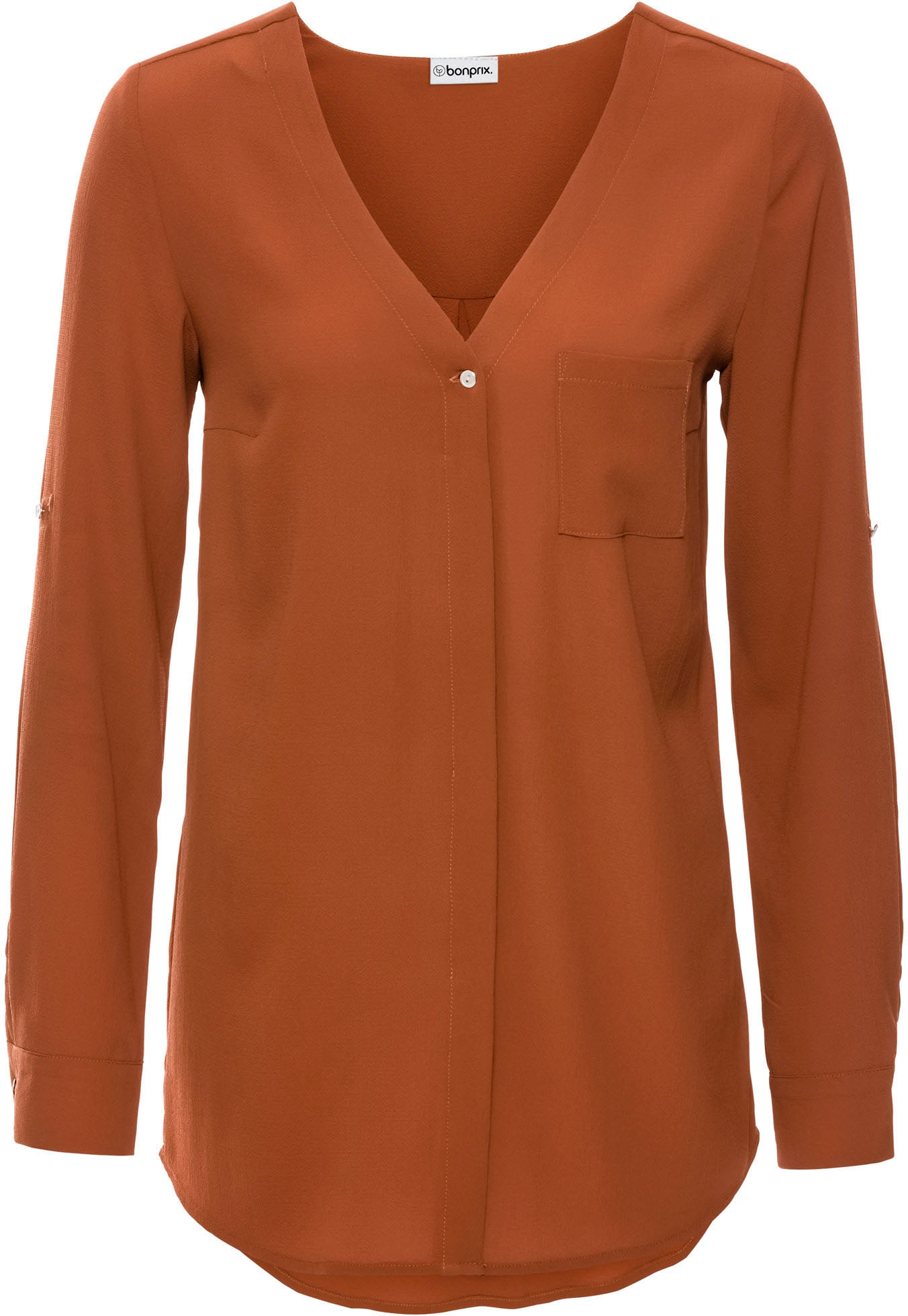 bonprix Longbluse »Longbluse« bequeme Passform, verdeckte Knopfleiste, unifarben, mit Brusttasche
