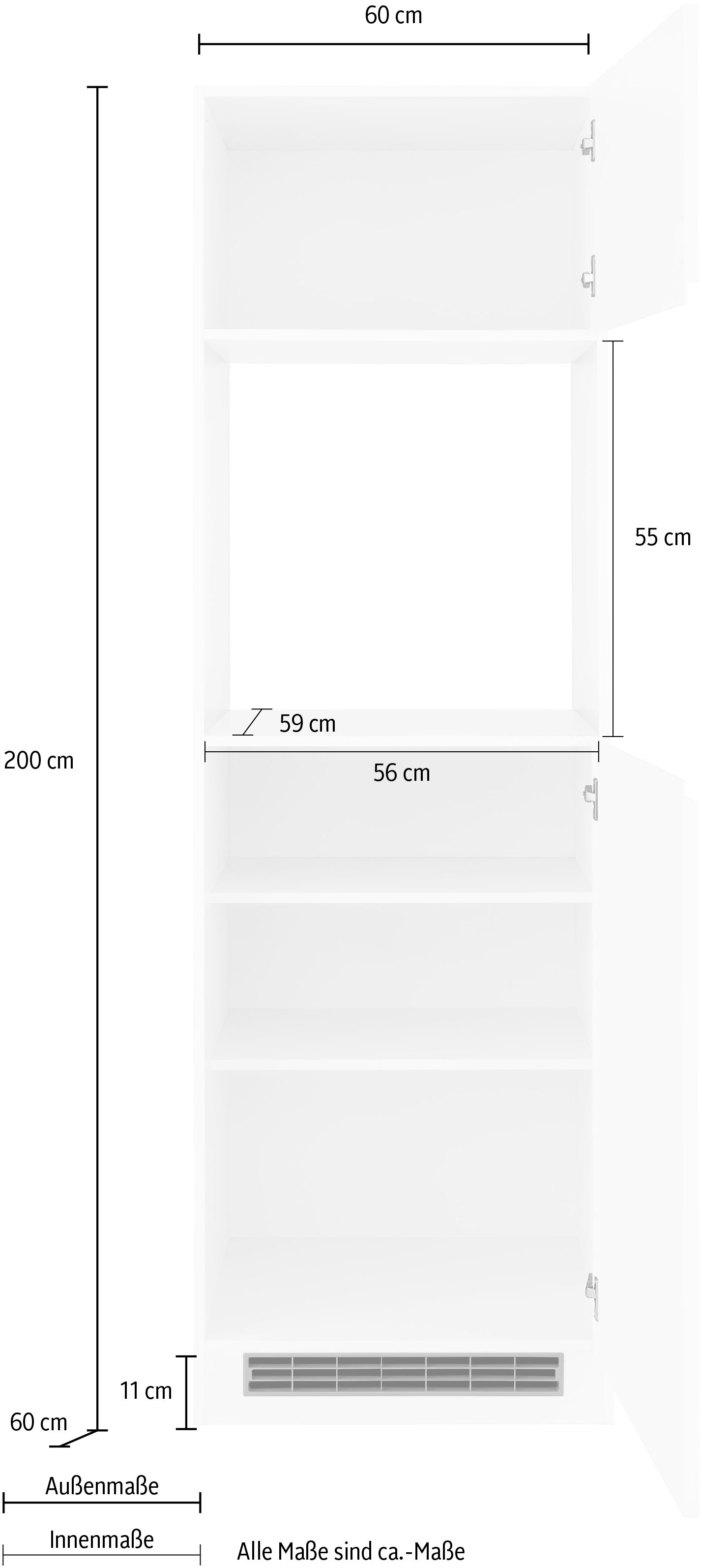 HELD MÖBEL Backofenumbauschrank »Virginia«, 200 cm hoch, 60 cm breit, Nische für Ofen B/H/T: 56/59/55 cm, 2 Türen