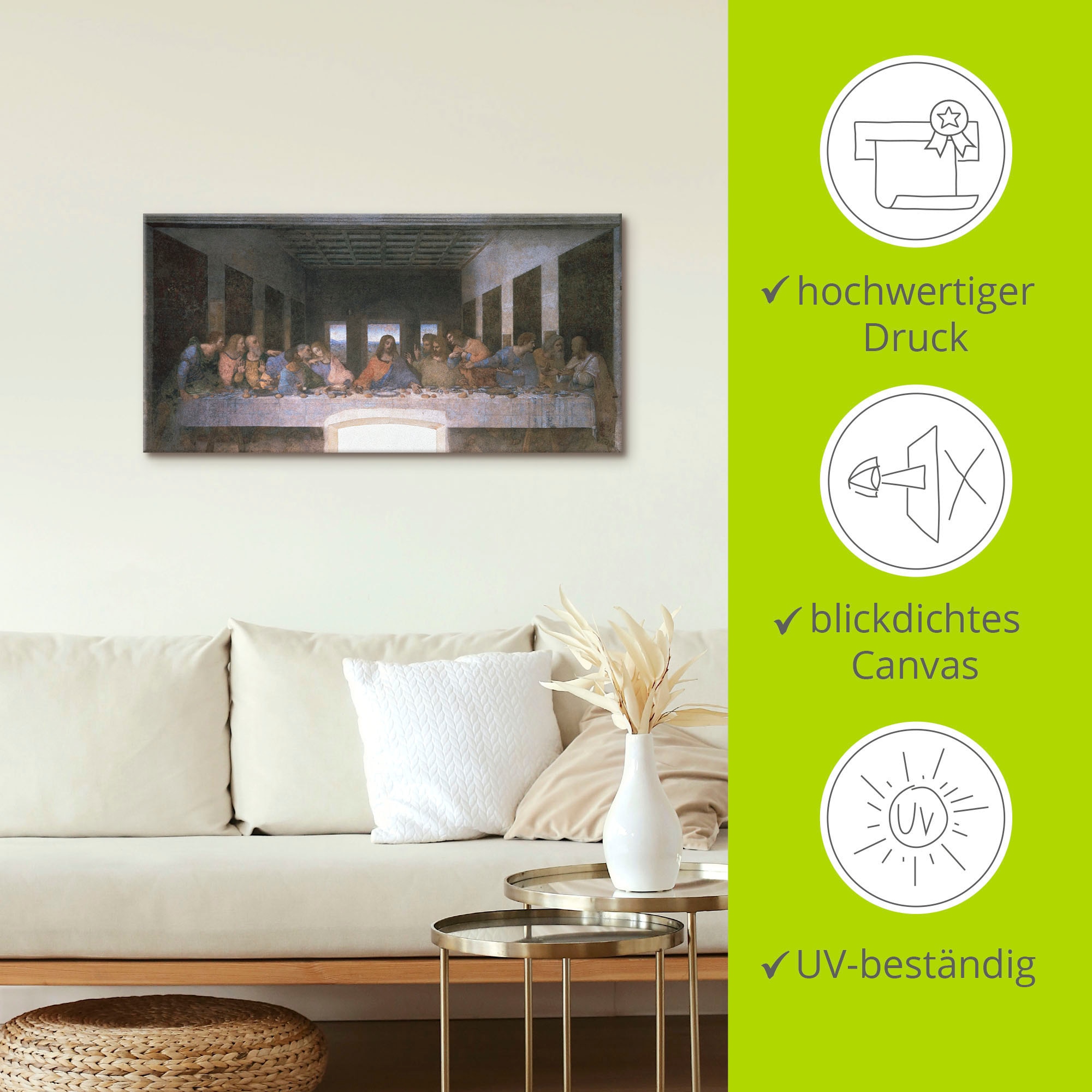 Artland Wandbild »Das letzte Abendmahl«, Religion, (1 St.), als Leinwandbild, Wandaufkleber in verschied. Größen