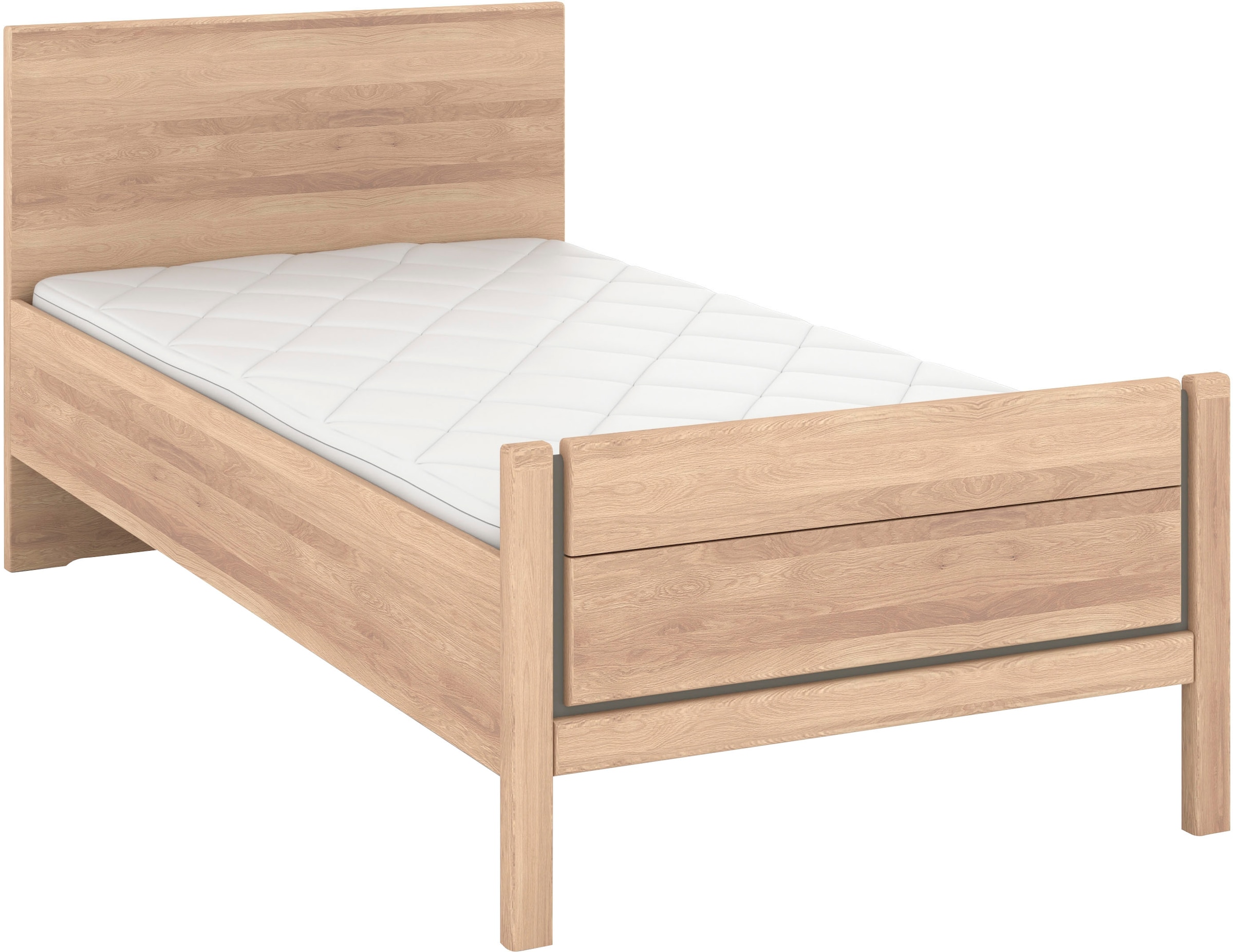 Musterring Holzbett »Sorrent, Bettgestell, Bettrahmen, teilmassiv Eiche«, (MADE IN GERMANY), Eiche teilmassiv, Liegehöhenverstellung, Stollenfußteil