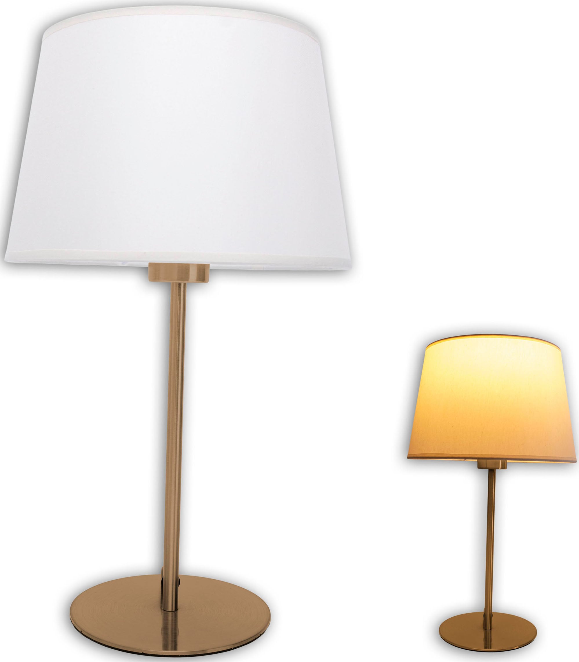 näve Tischleuchte »Bologna«, 1 flammig, Leuchtmittel E27 | ohne Leuchtmittel, Eisen/Textil, messing/beige, exkl. 1xE27 max. 40W, Höhe: 45cm